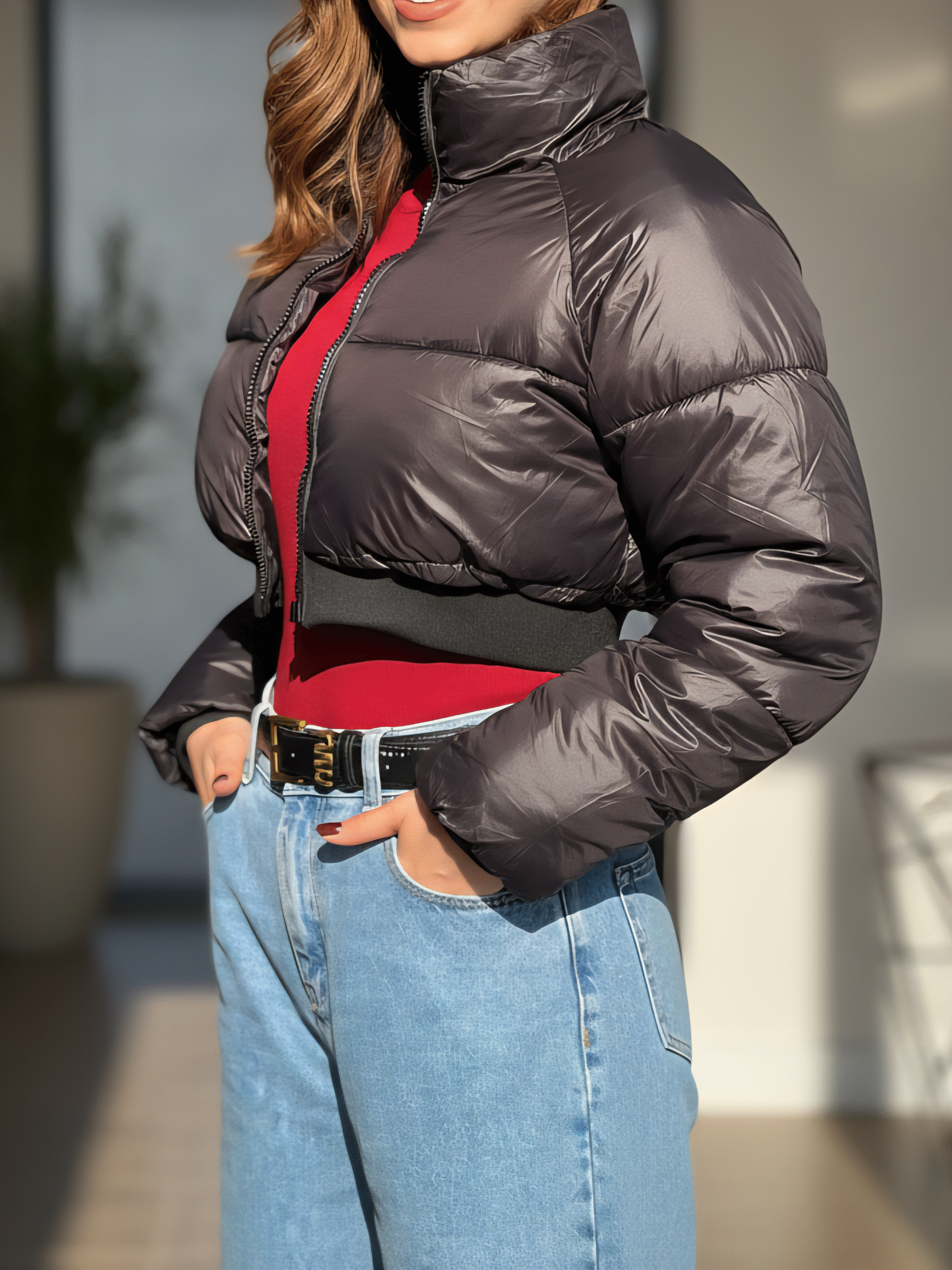 کاپشن بادی کراپ وارادتی مشکی - Image 2