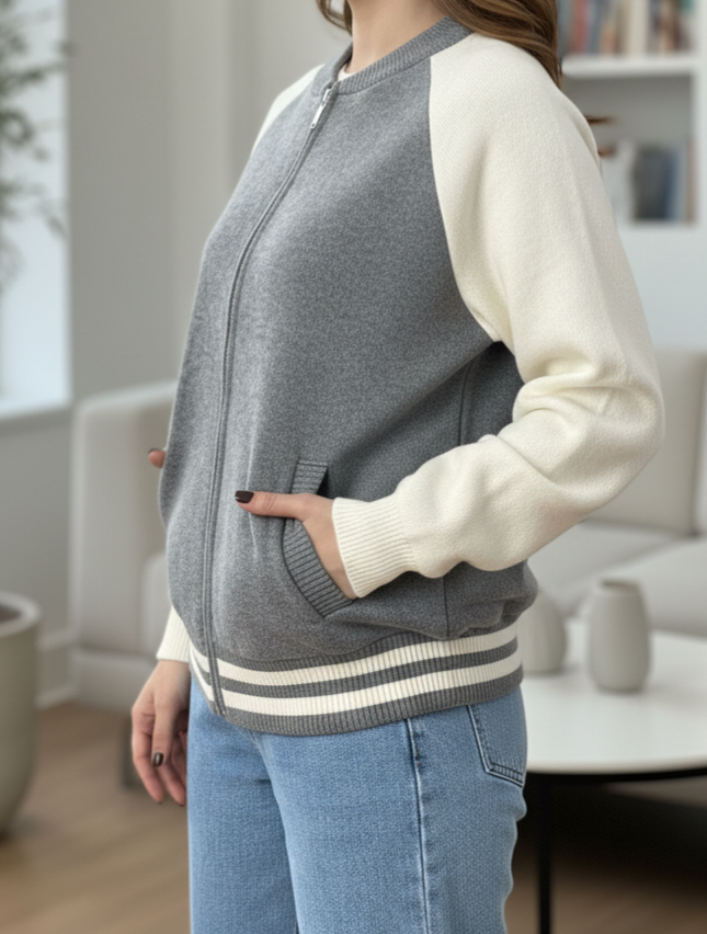 بامبر بافت دورنگ یقه گرد - Image 2