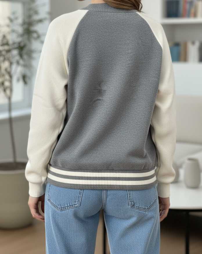 بامبر بافت دورنگ یقه گرد - Image 3