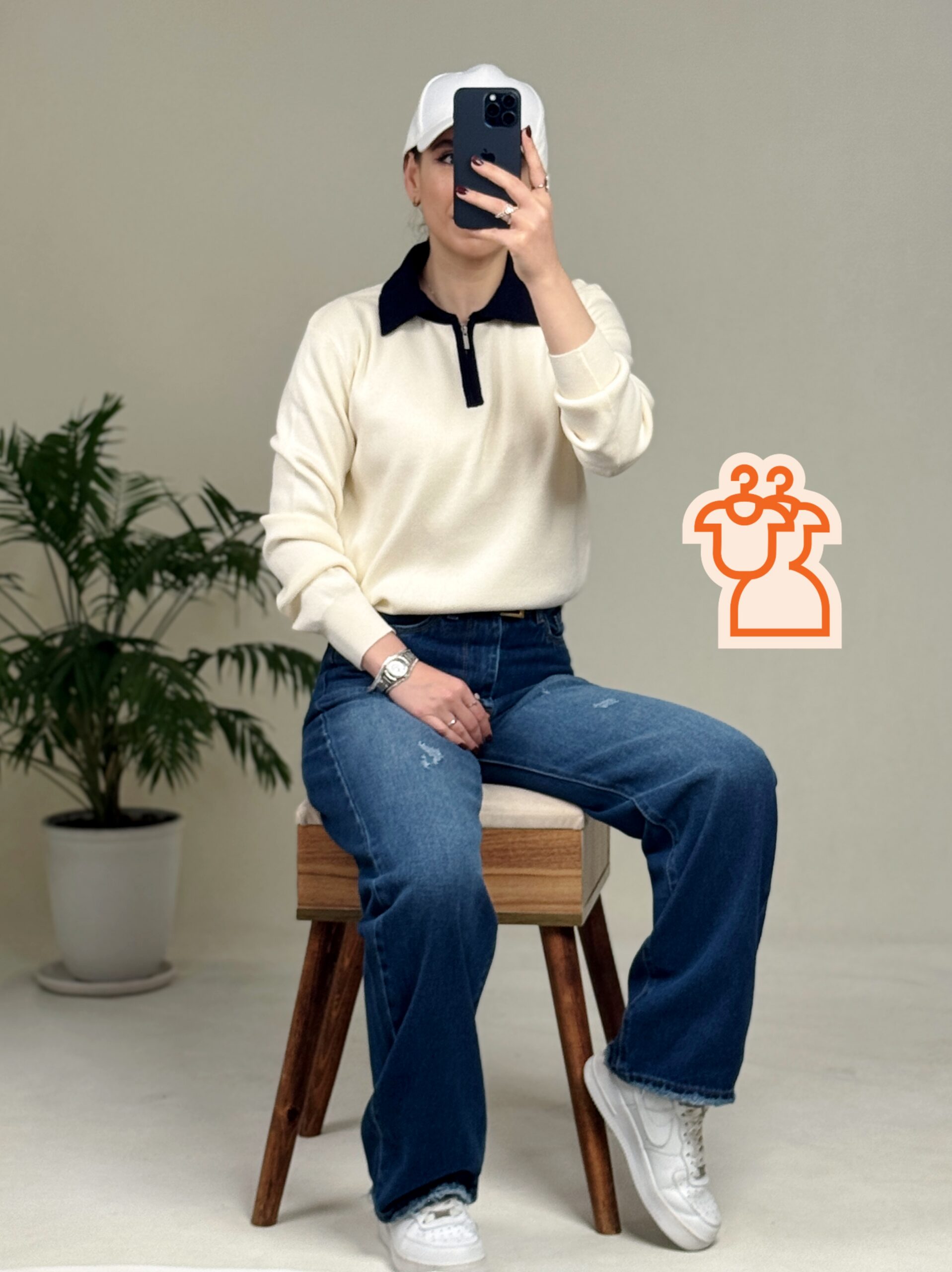 بلوز بافت نیم زیپ کالج - Image 2