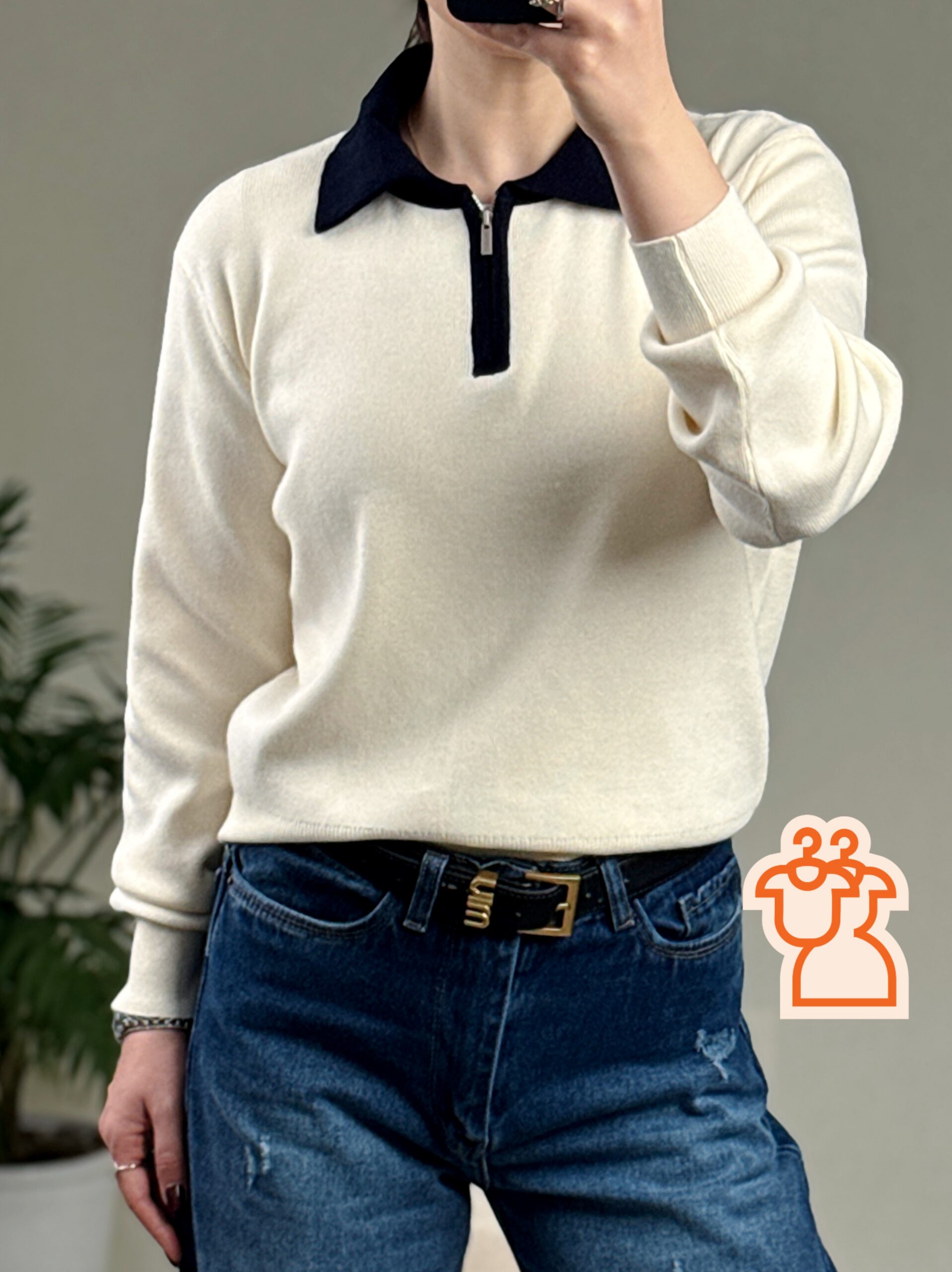 بلوز بافت نیم زیپ کالج