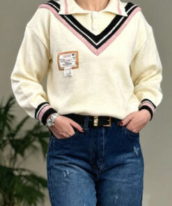 بلوز بافت یقه هفت دو دکمه