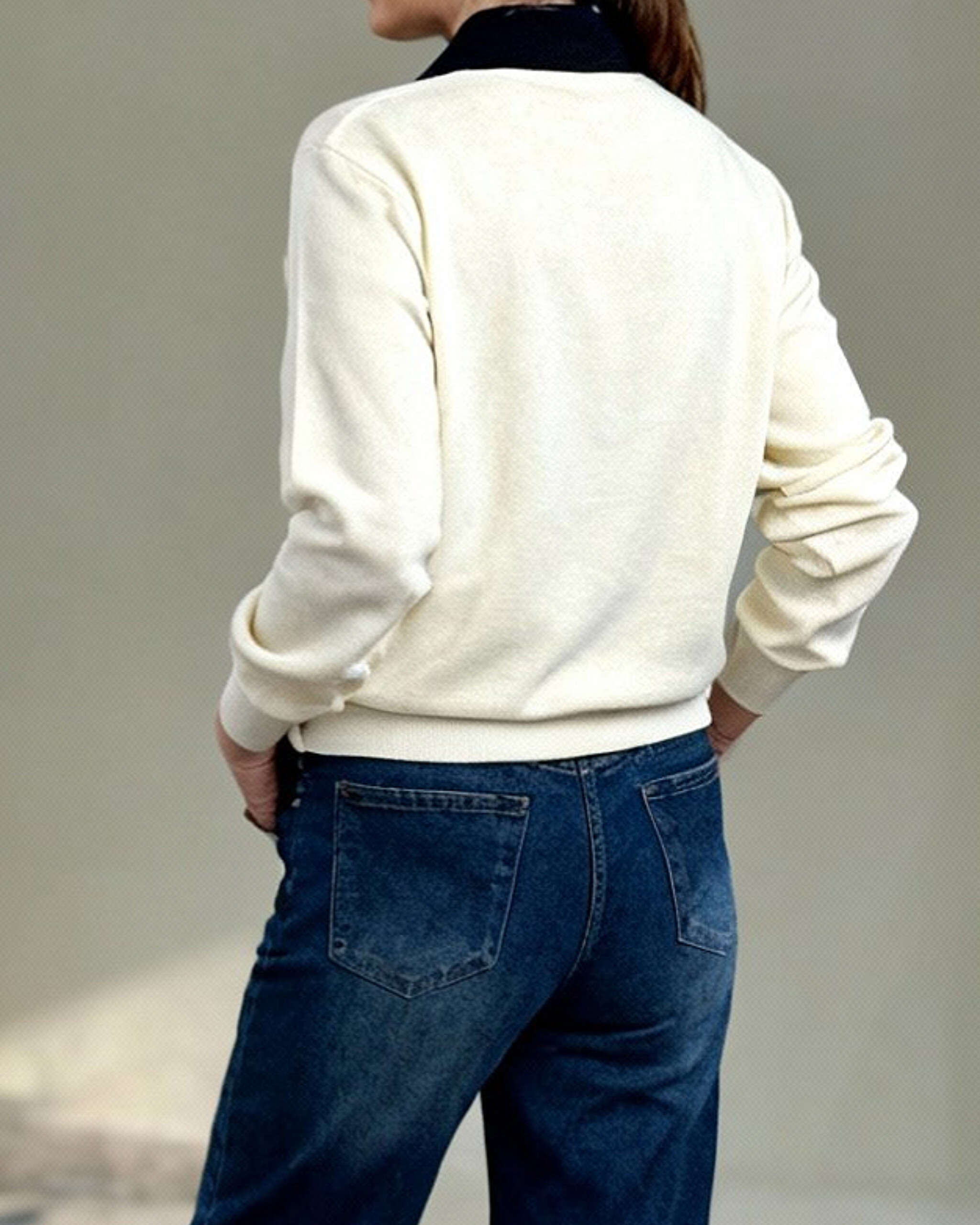 بلوز بافت نیم زیپ کالج - Image 4