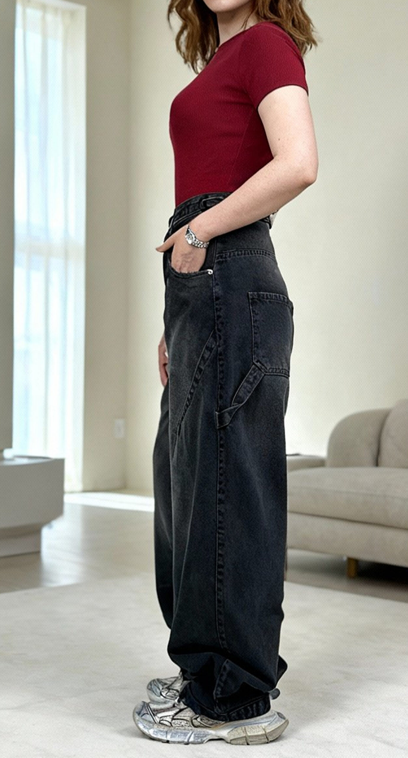 شلوار کارپنتر جین زغالی - Image 2