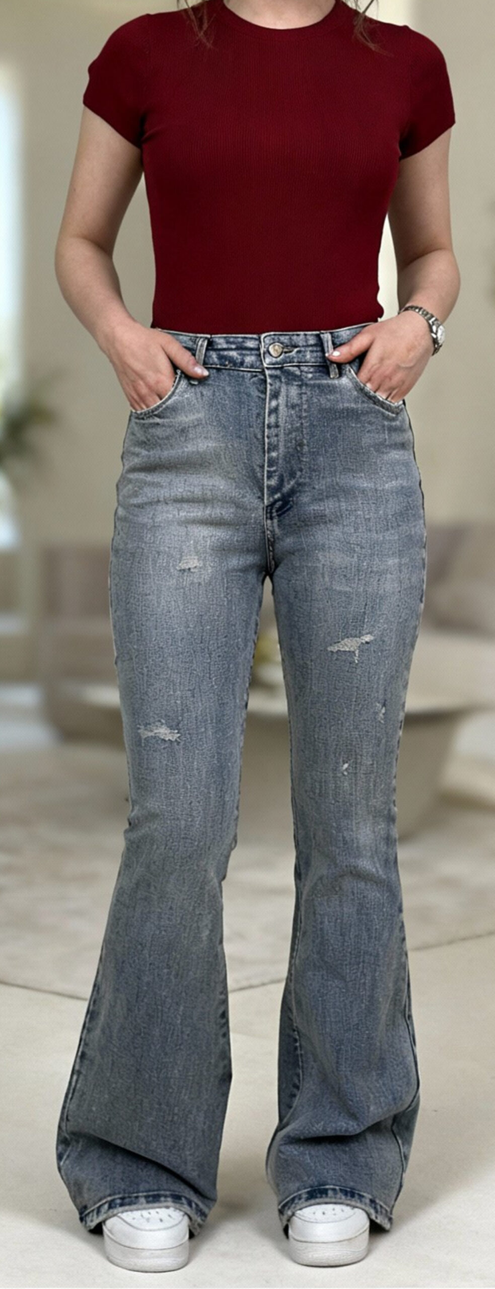 شلوار بوت کات برفکی سنگ خشک