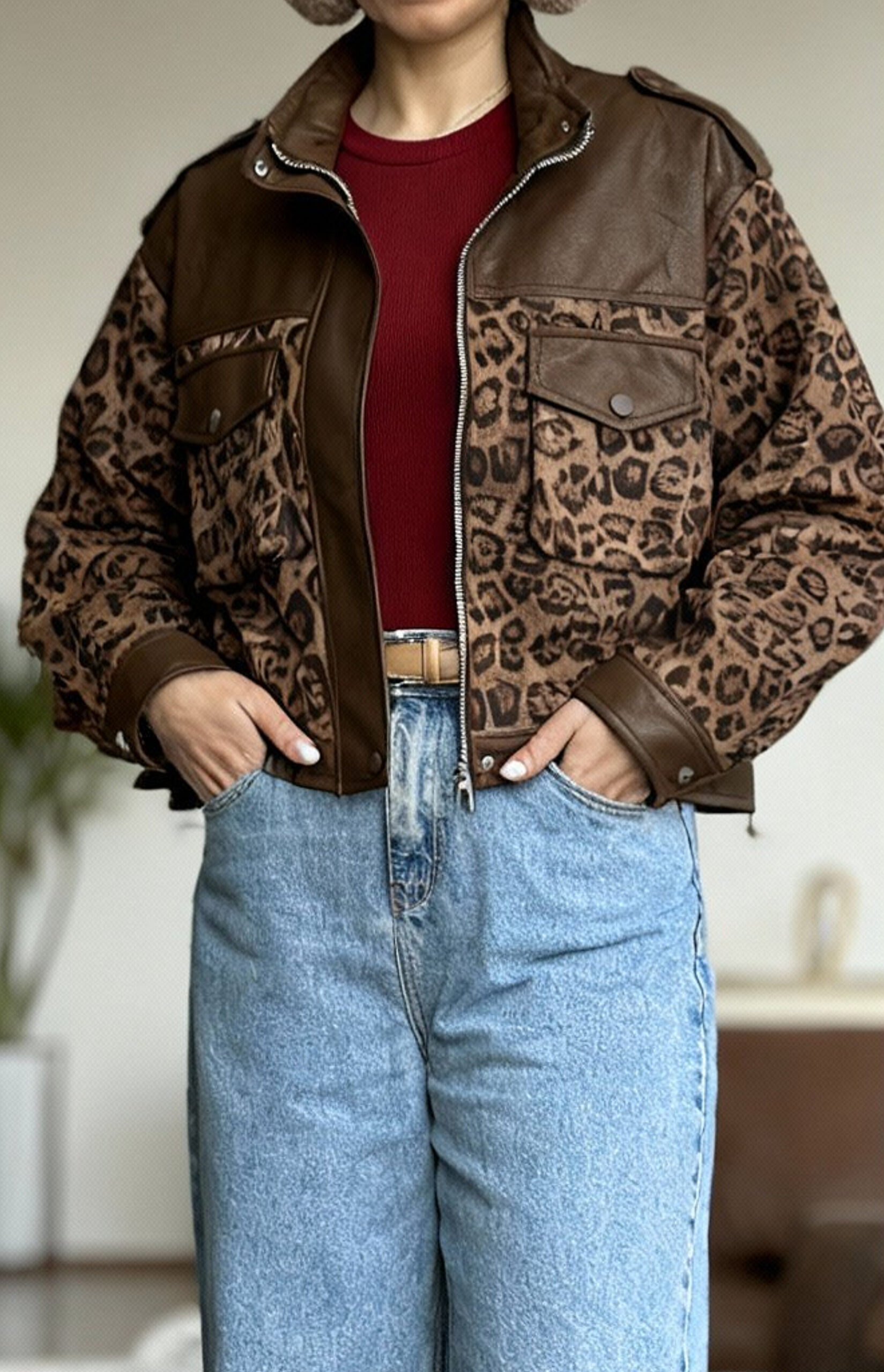 جکت چرم پلنگی