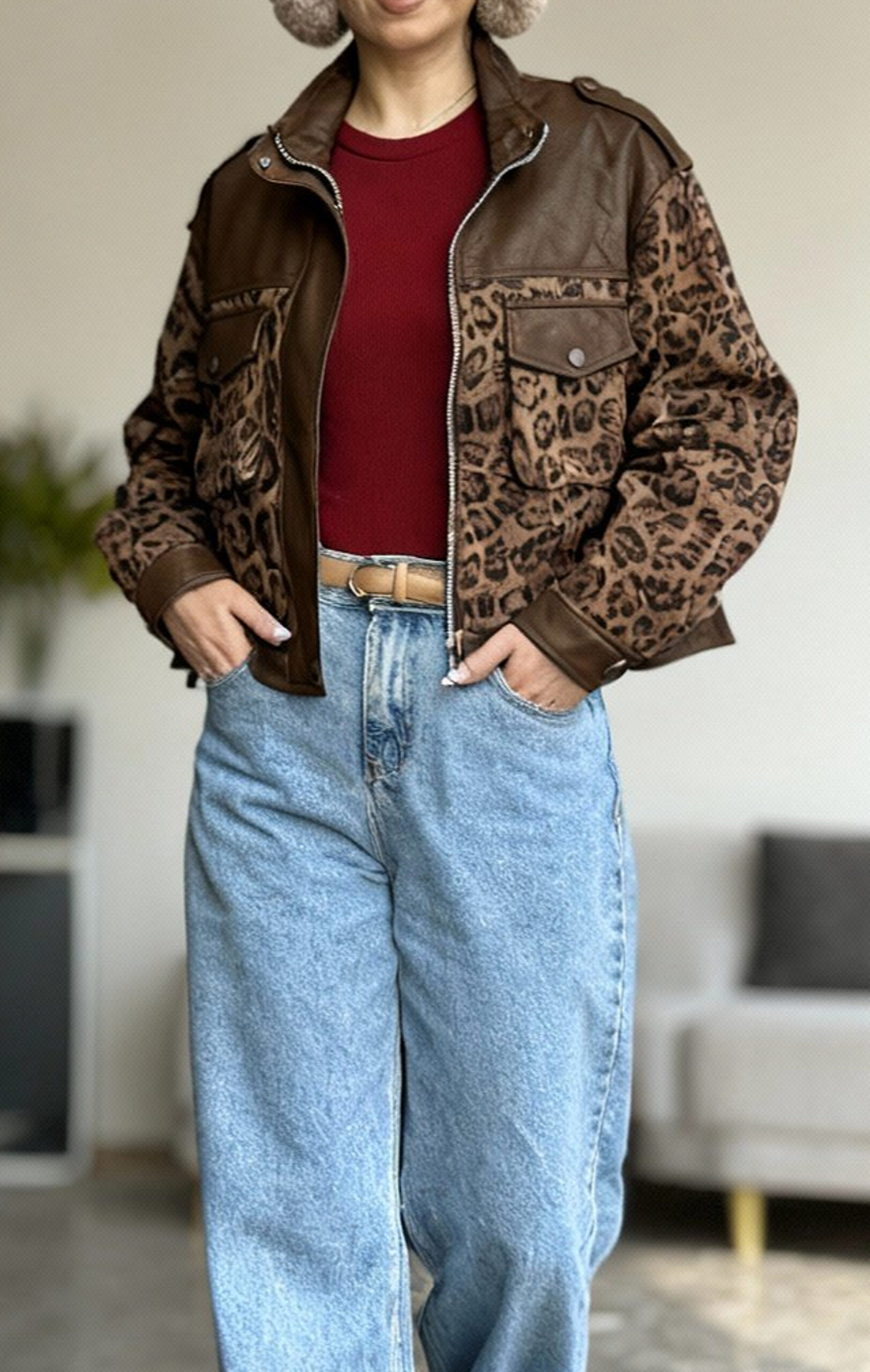 جکت چرم پلنگی - Image 6