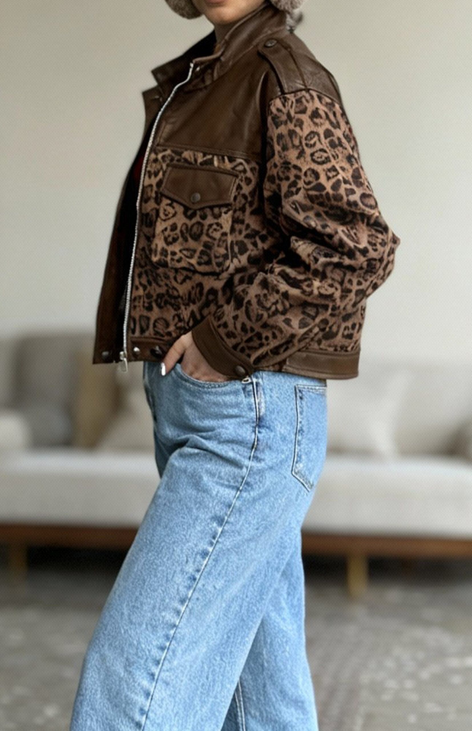 جکت چرم پلنگی - Image 2