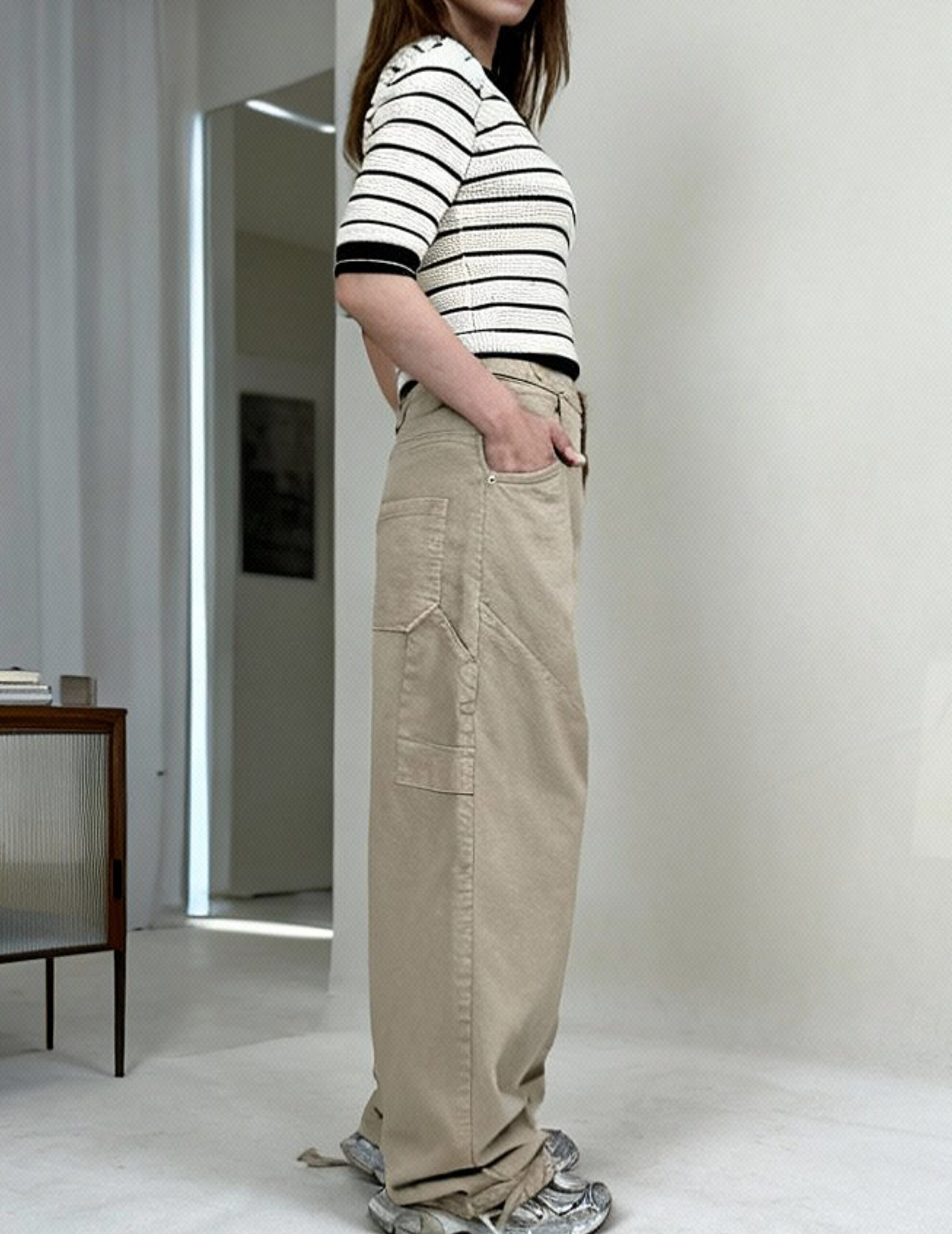 شلوار کارپنتر کرمی - Image 4