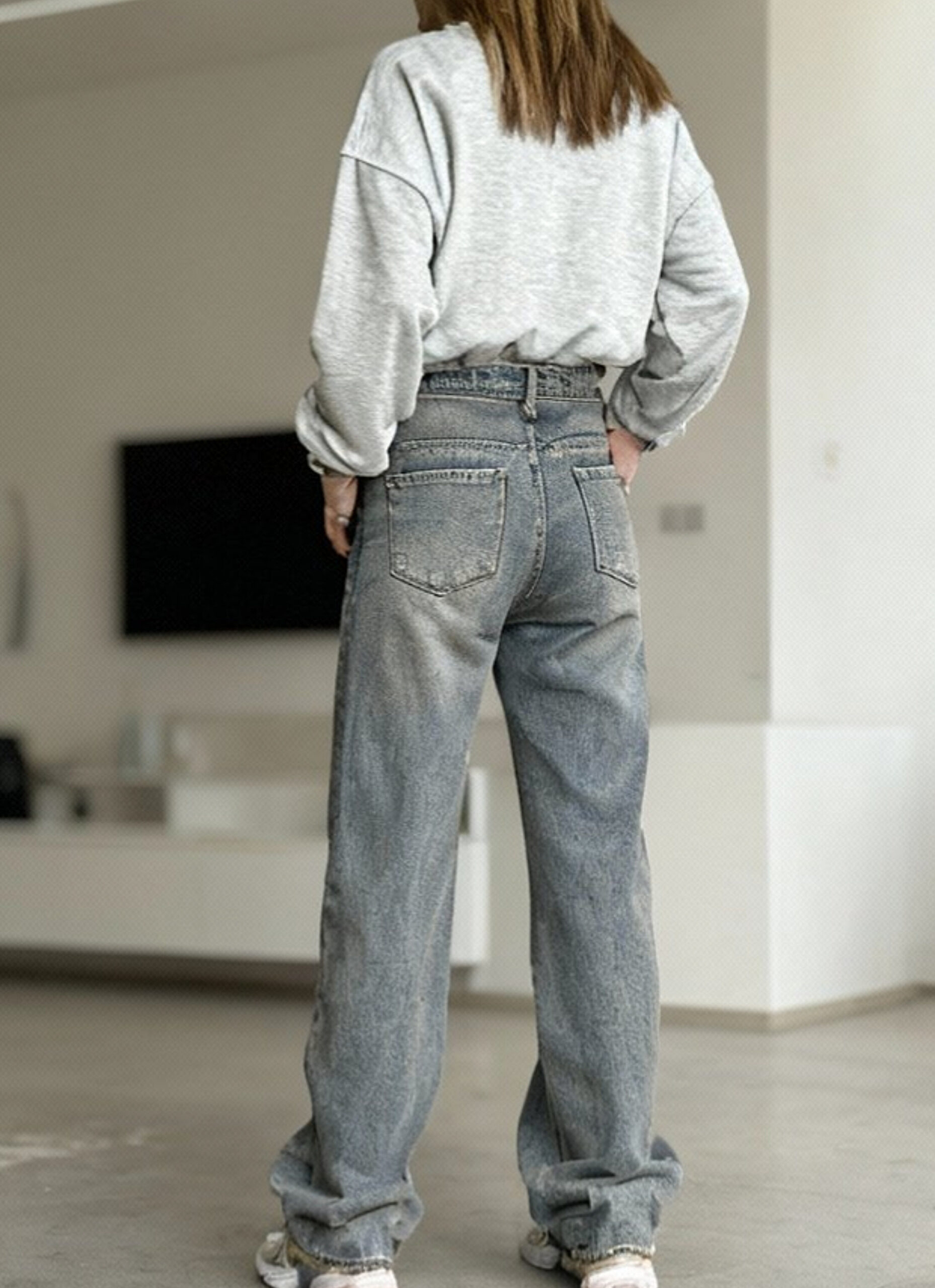 شلوار نیم بگ کمر ساده برفکی تینت - Image 5