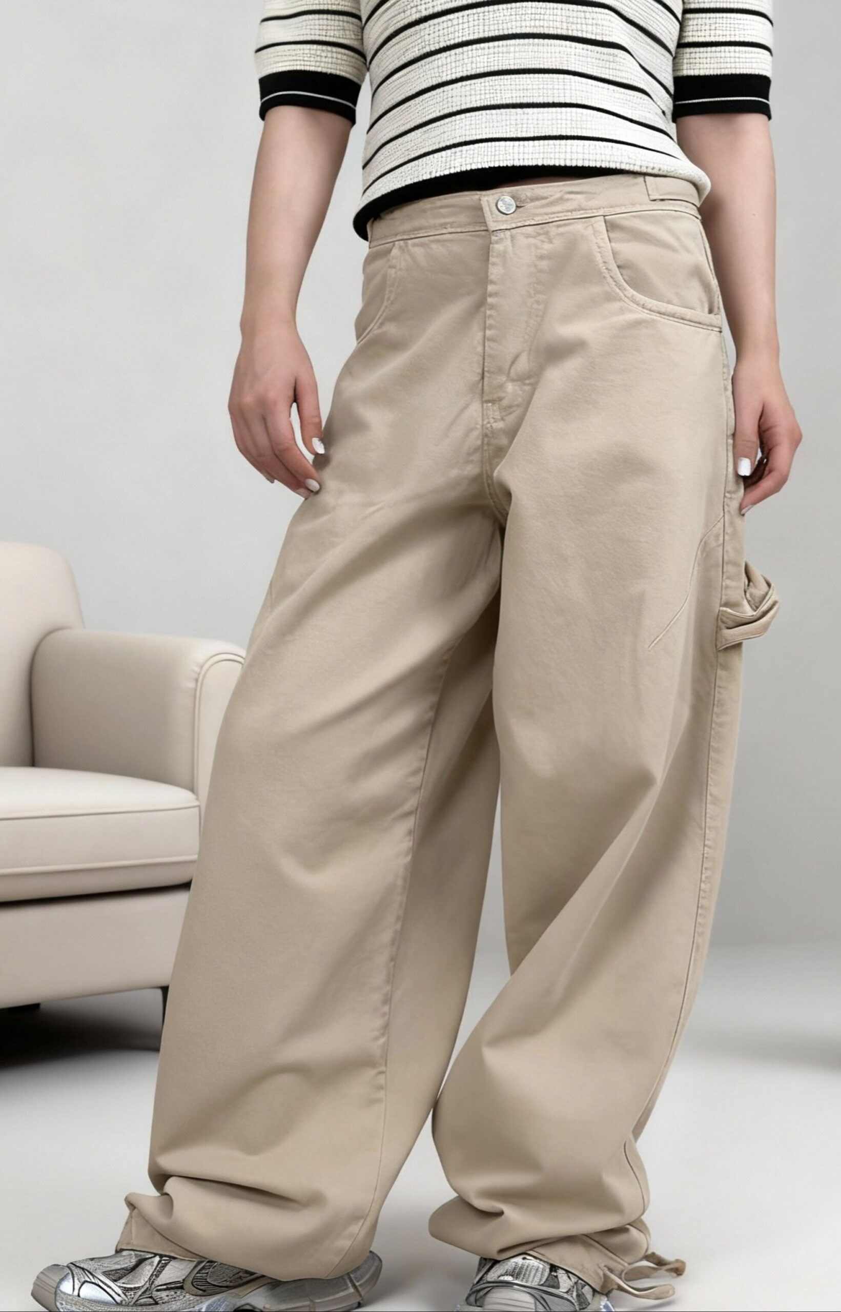 شلوار کارپنتر کرمی