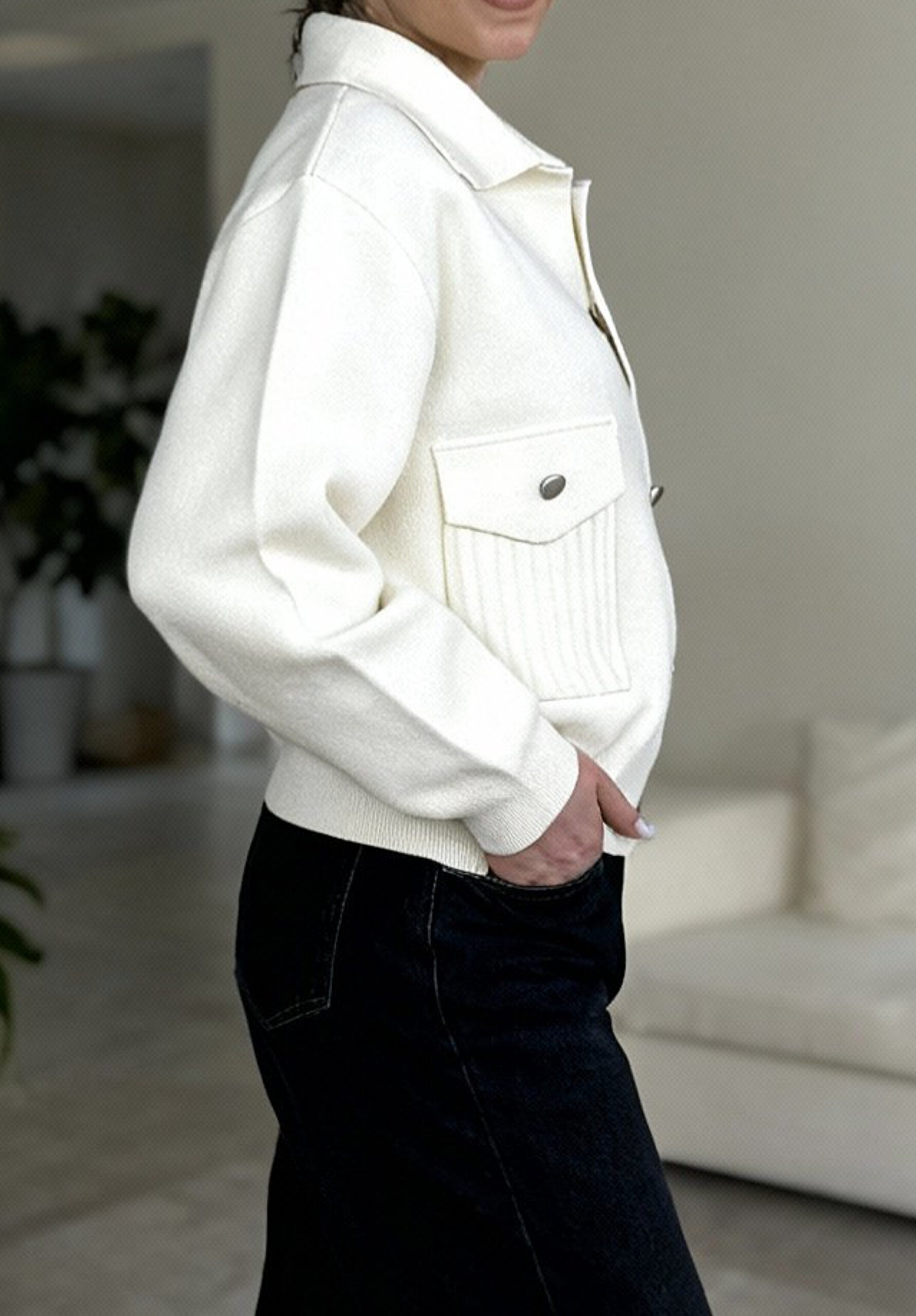 کاردیگن بافت جیب راه راه - Image 5