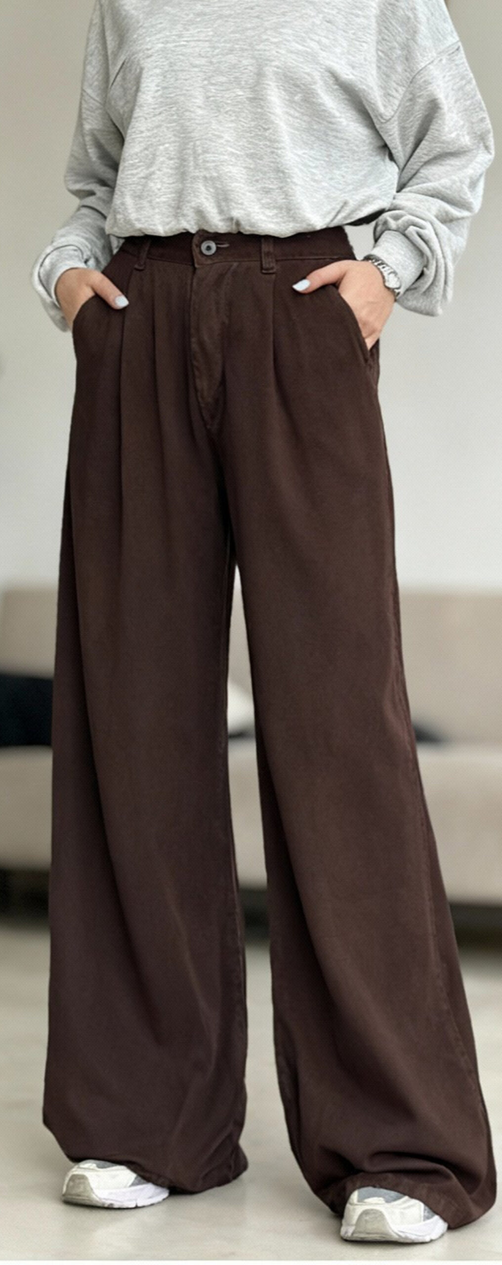 شلوار سیلک سایز بزرگ پرادا قهوه ای - Image 3