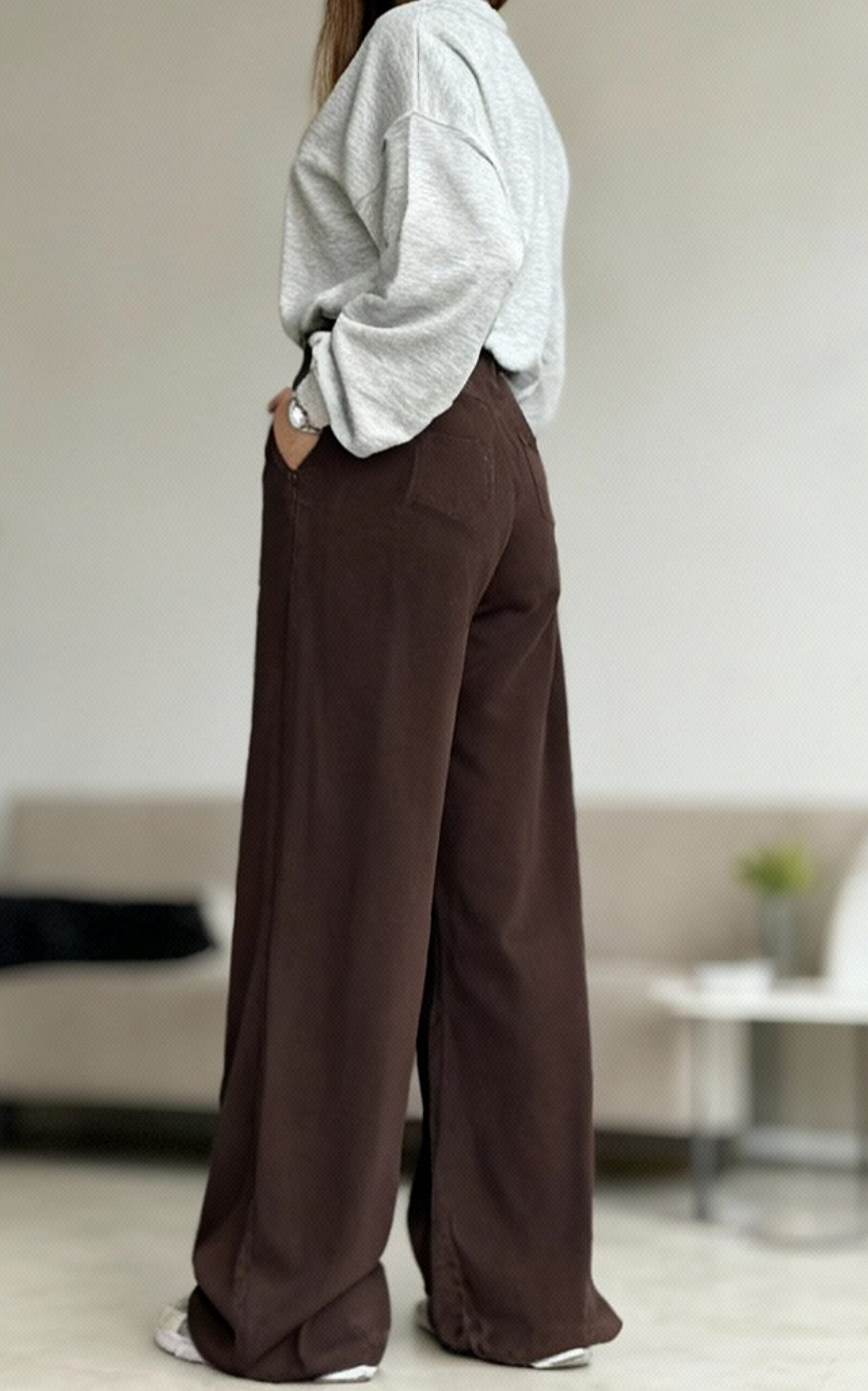 شلوار سیلک سایز بزرگ پرادا قهوه ای - Image 4