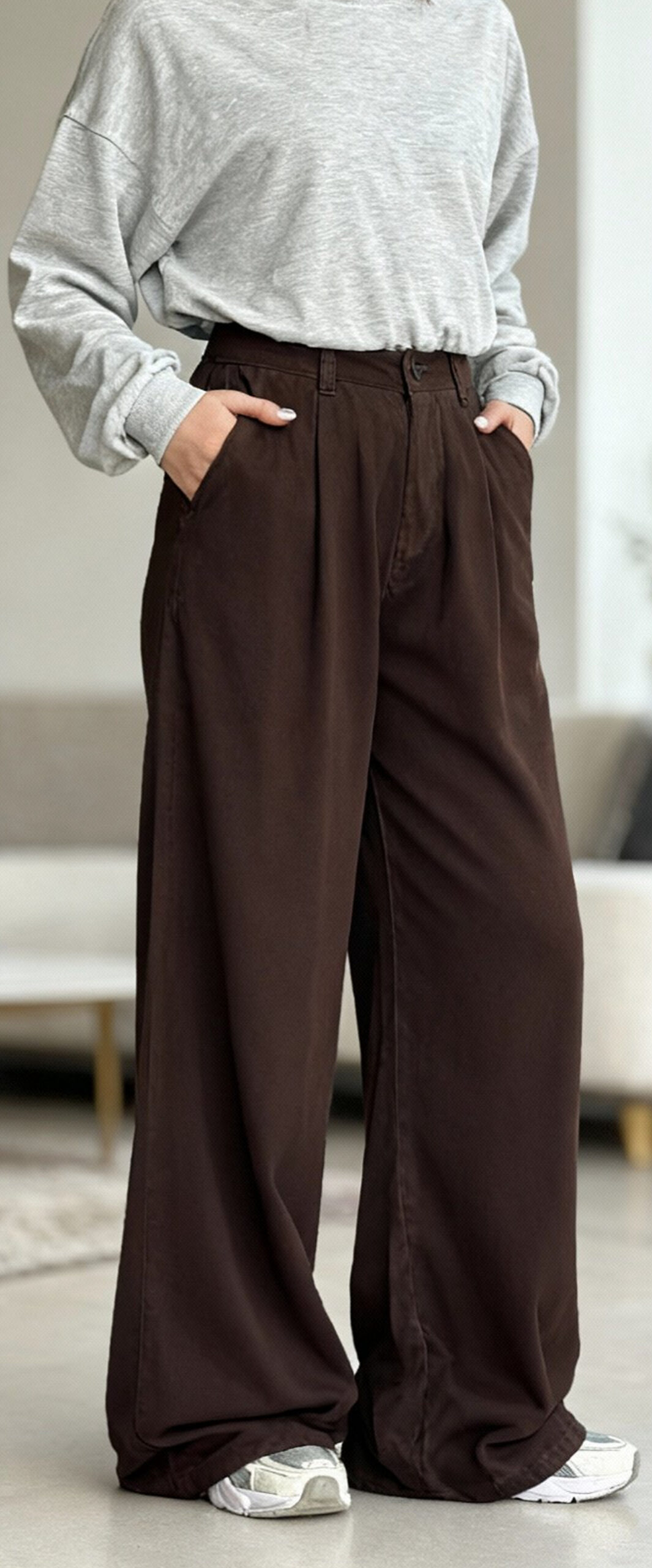 شلوار سیلک سایز بزرگ پرادا قهوه ای - Image 6