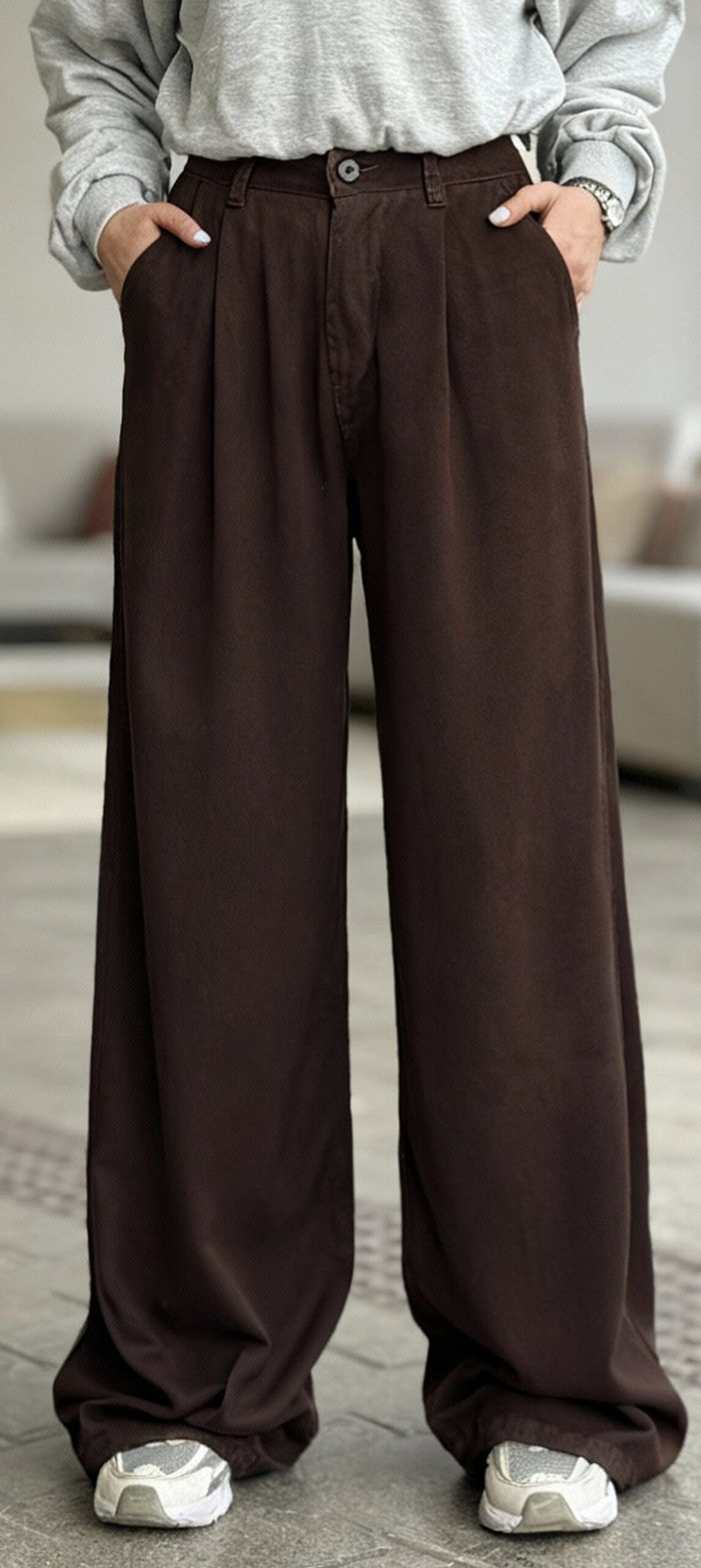 شلوار سیلک سایز بزرگ پرادا قهوه ای - Image 8