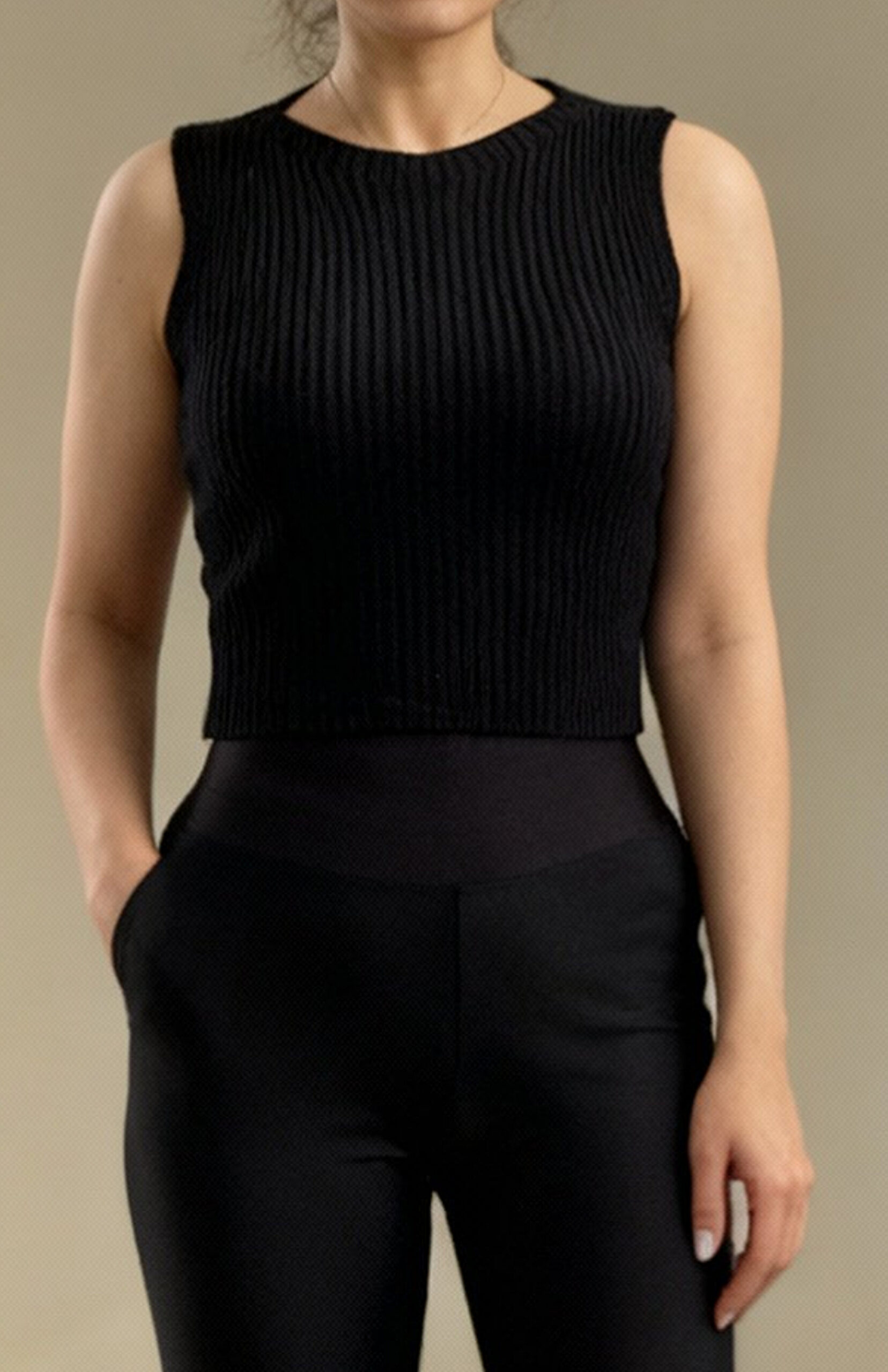 بافت حلقه ای کراپ یقه گرد