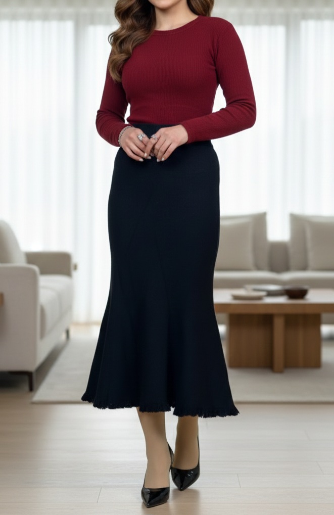 دامن بافت اسپنیش مشکی