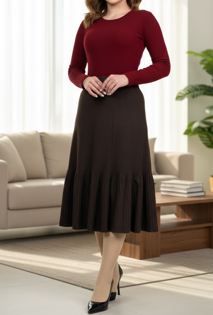 دامن بافت چین دار کلوش