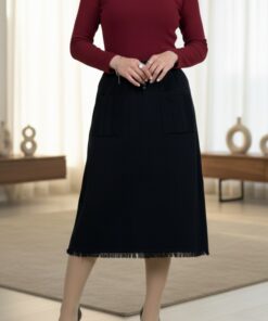 دامن بافت دوجیب کمرگتر