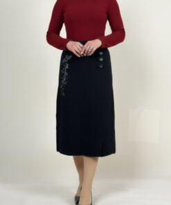 دامن بافت سه دکمه طرح دار