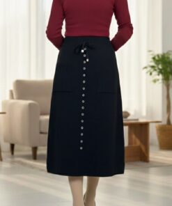 دامن بافت دکمه ریز