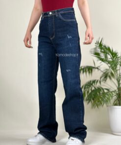 شلوار واید استریت سرمه ای آبی خام شور