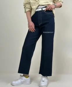 شلوار واید لگ دمپا کات سرمه ای خام