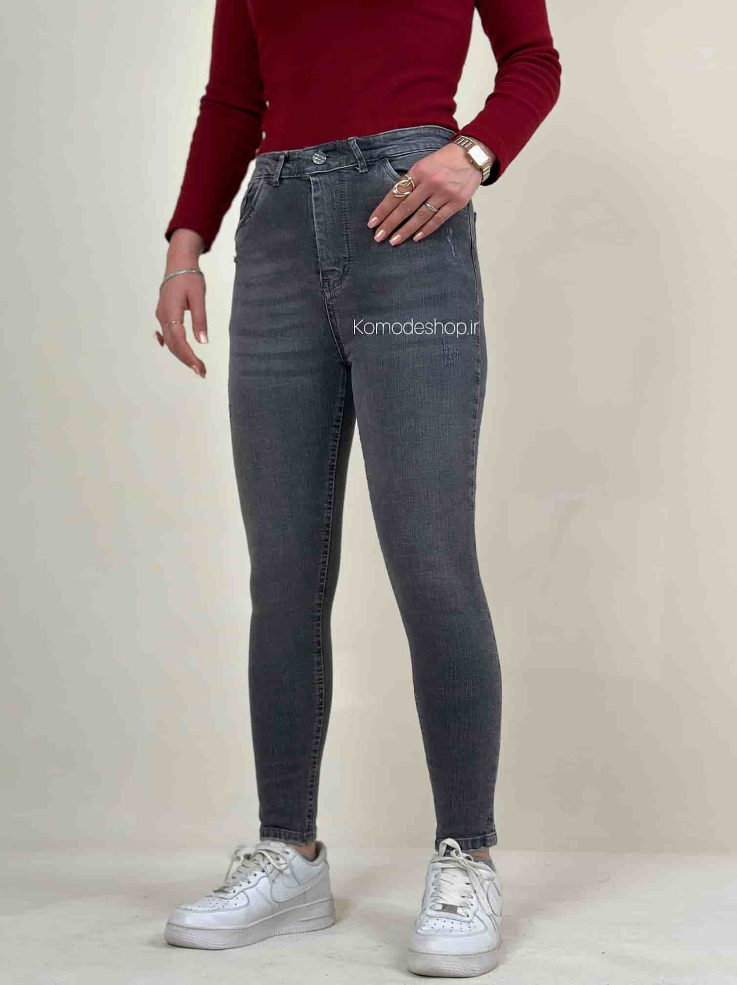 شلوار اسکینی زنانه طوسی تیره - Image 2