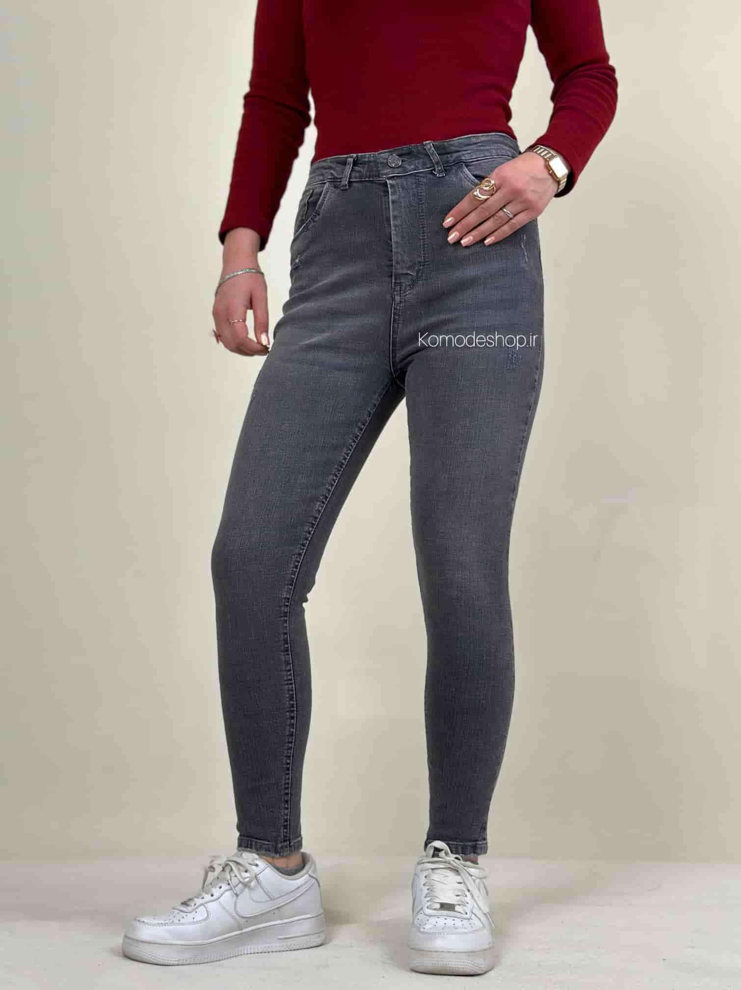 شلوار اسکینی زنانه طوسی تیره - Image 3