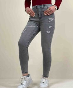 شلوار اسکینی زنانه طوسی روشن