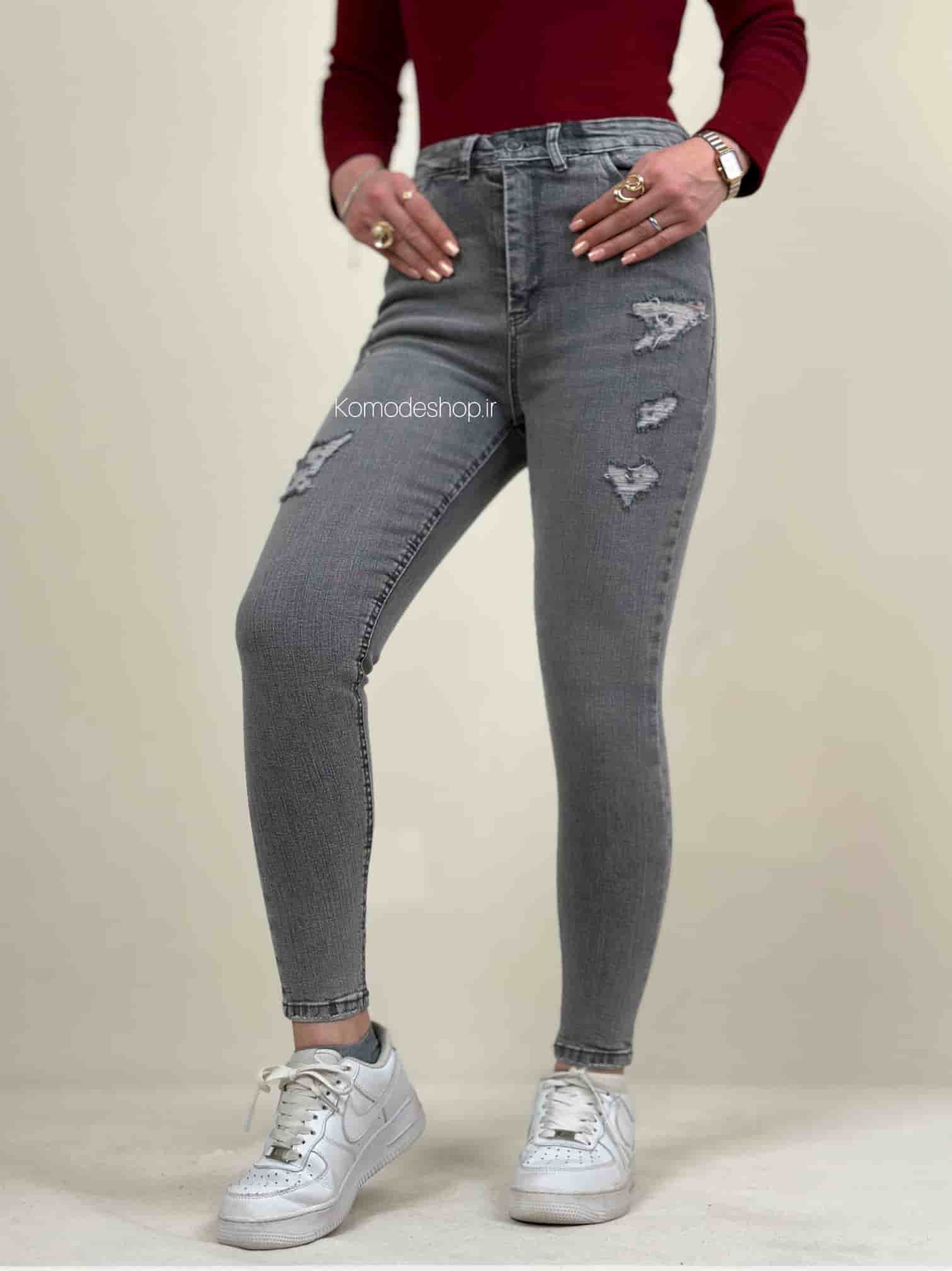 شلوار اسکینی زنانه طوسی روشن