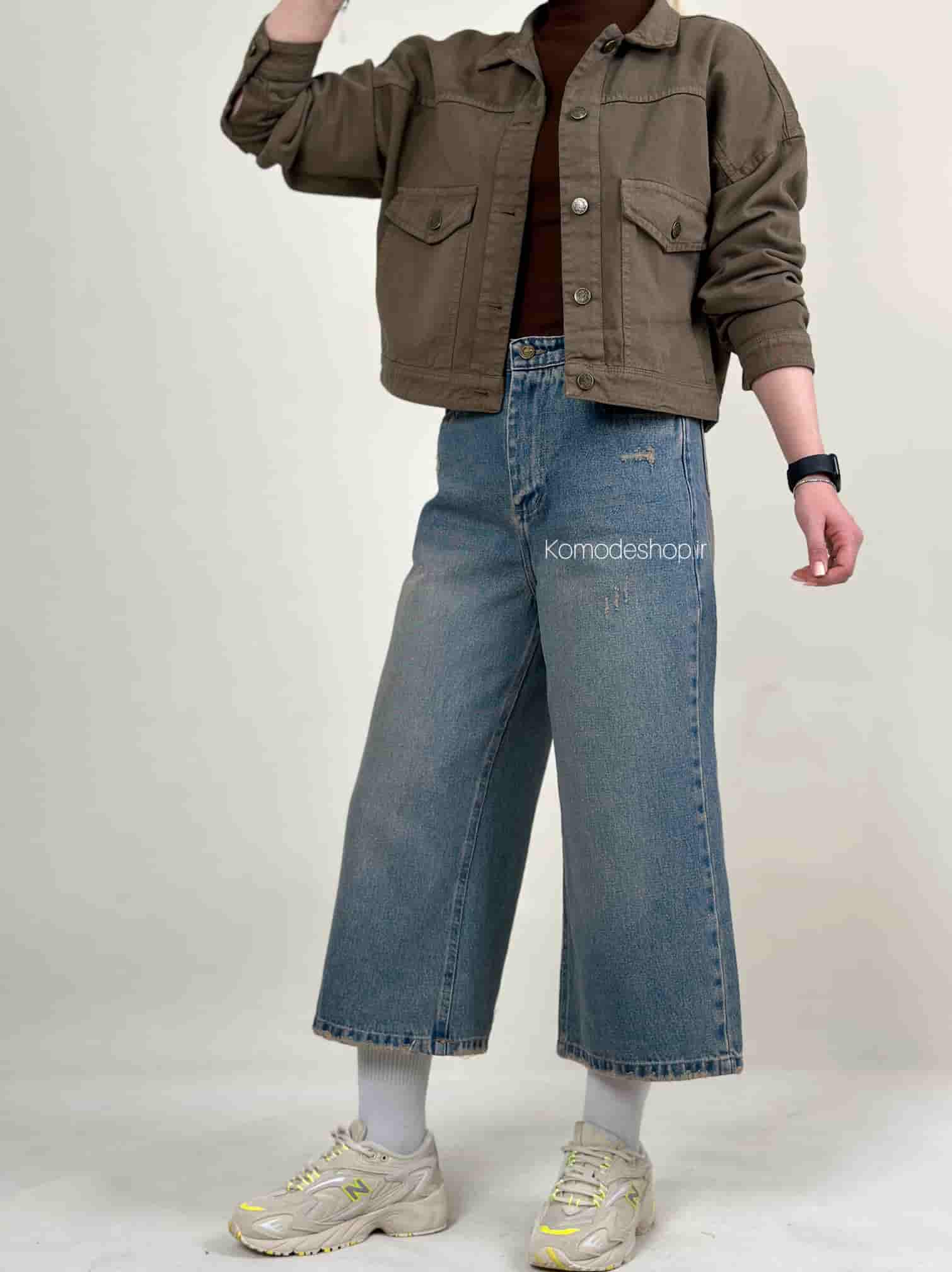 شلوار واید بگ ایزی زنانه ( آبی کثیف ) - Image 3