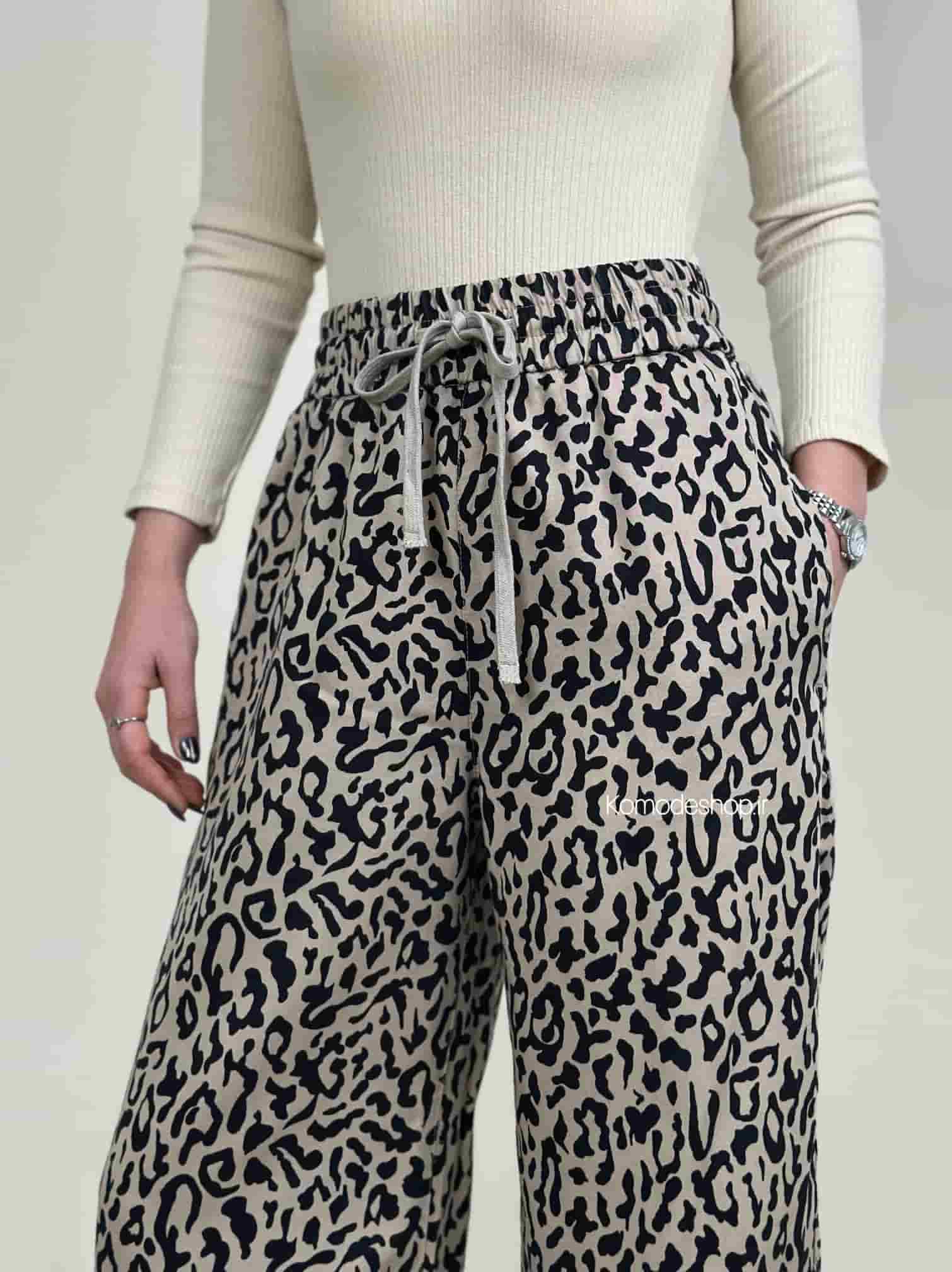 شلوار سیلک پلنگی کمر کش سه رنگ - Image 8