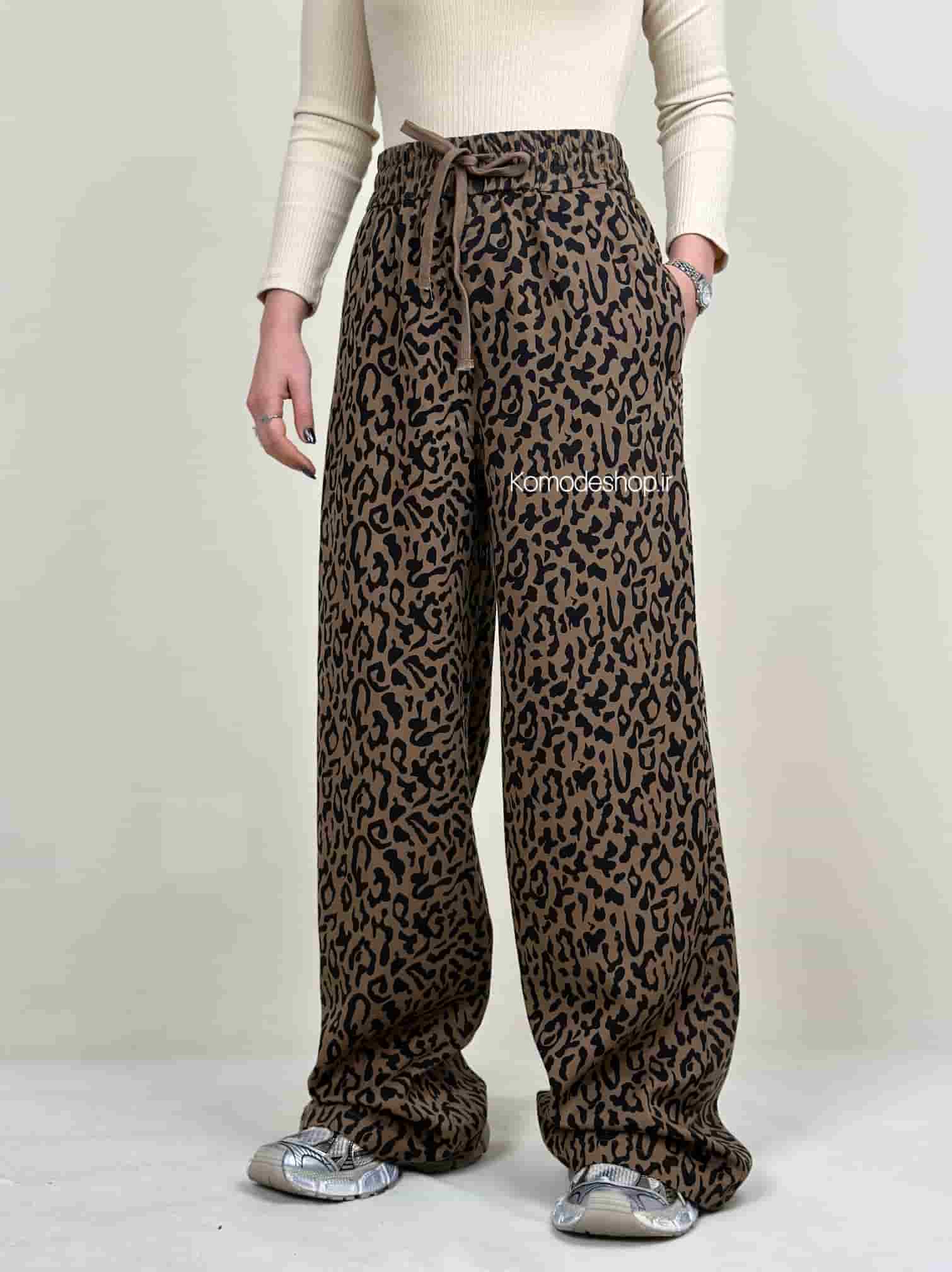 شلوار سیلک پلنگی کمر کش سه رنگ - Image 9