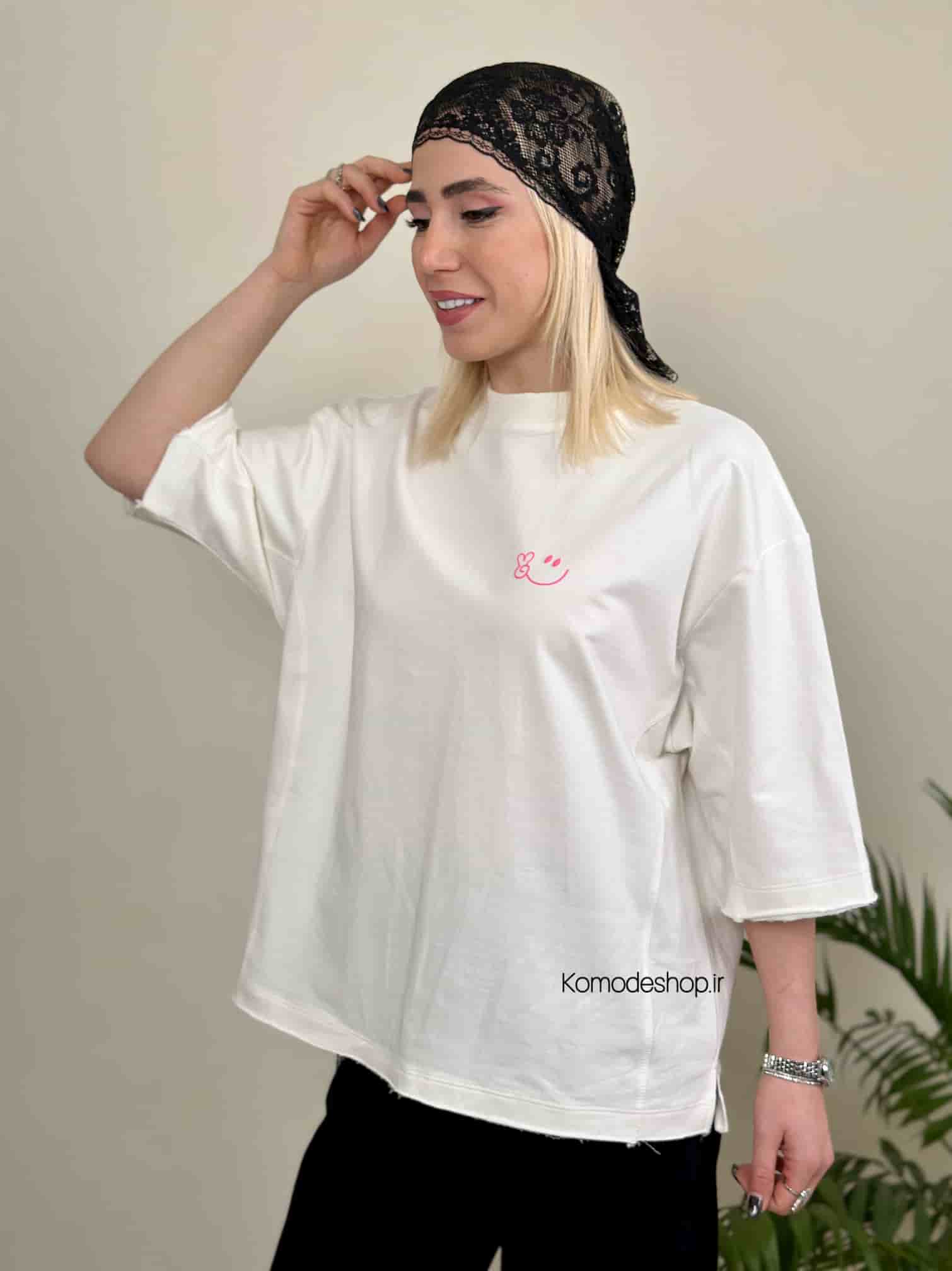 تیشرت باکسی زنانه لبخند - Image 4
