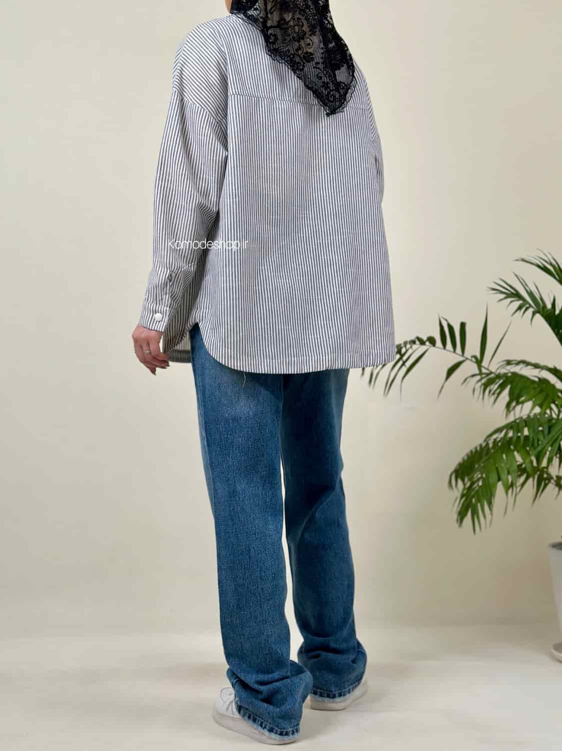 شومیز راه راه بلند زارا - Image 5