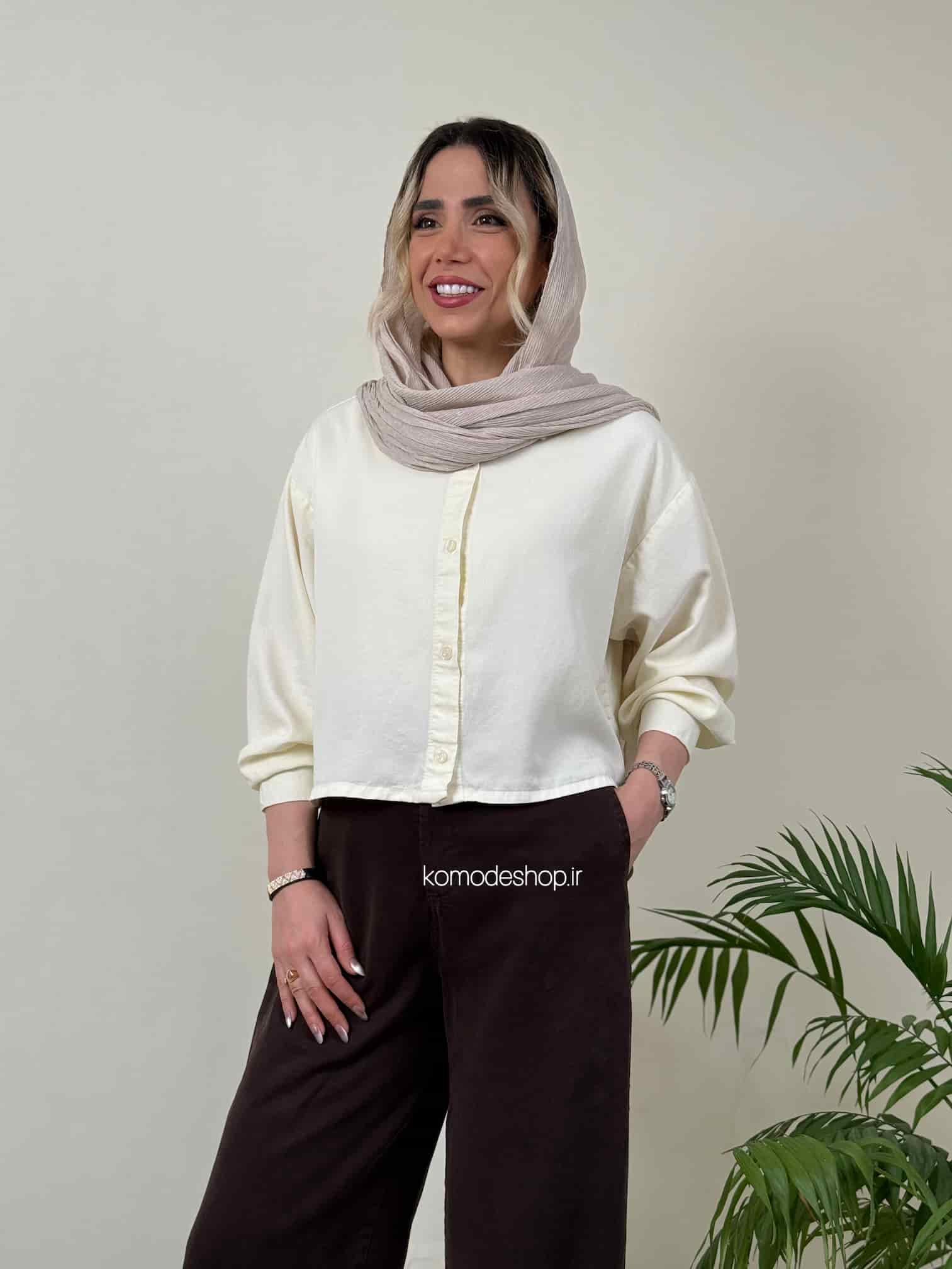 شومیز کراپ سیلک زنانه ریرا - Image 8