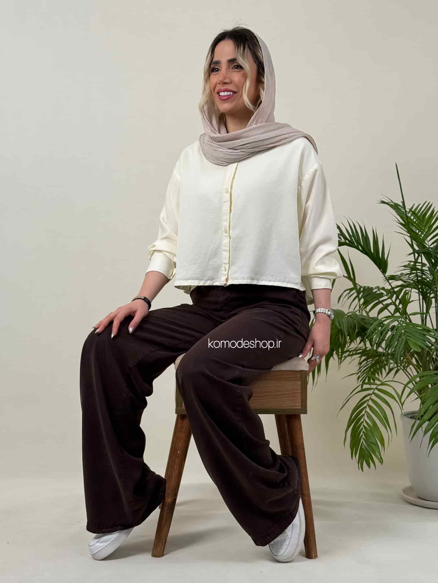 شومیز کراپ سیلک زنانه ریرا - Image 21