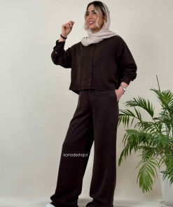 شومیز کراپ سیلک زنانه ریرا - قهوه ای