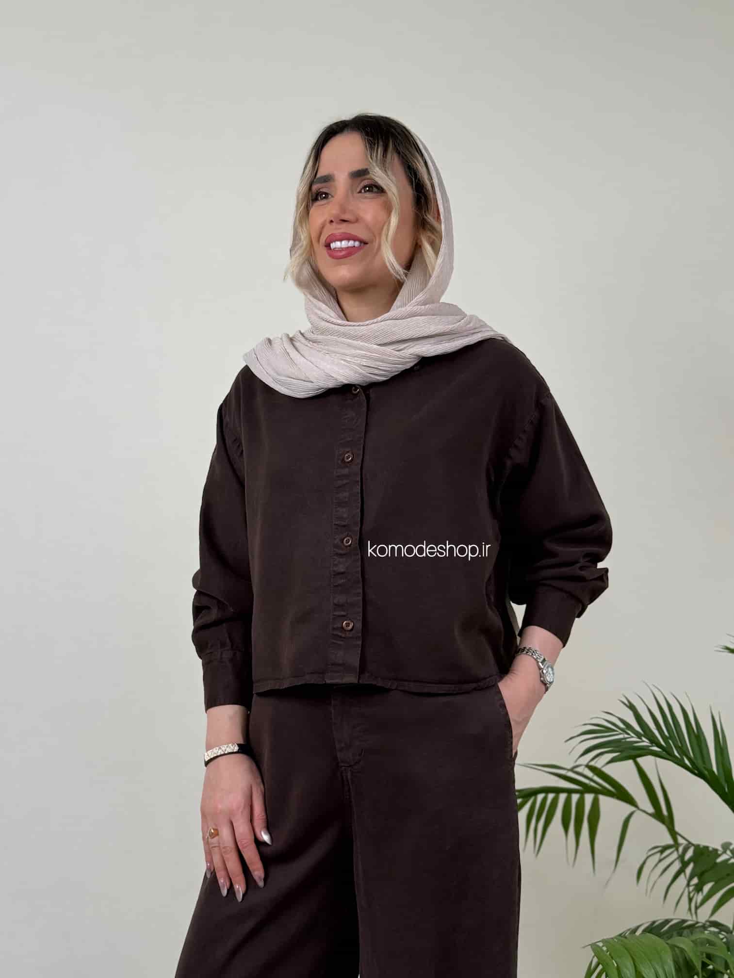 شومیز کراپ سیلک زنانه ریرا - Image 9
