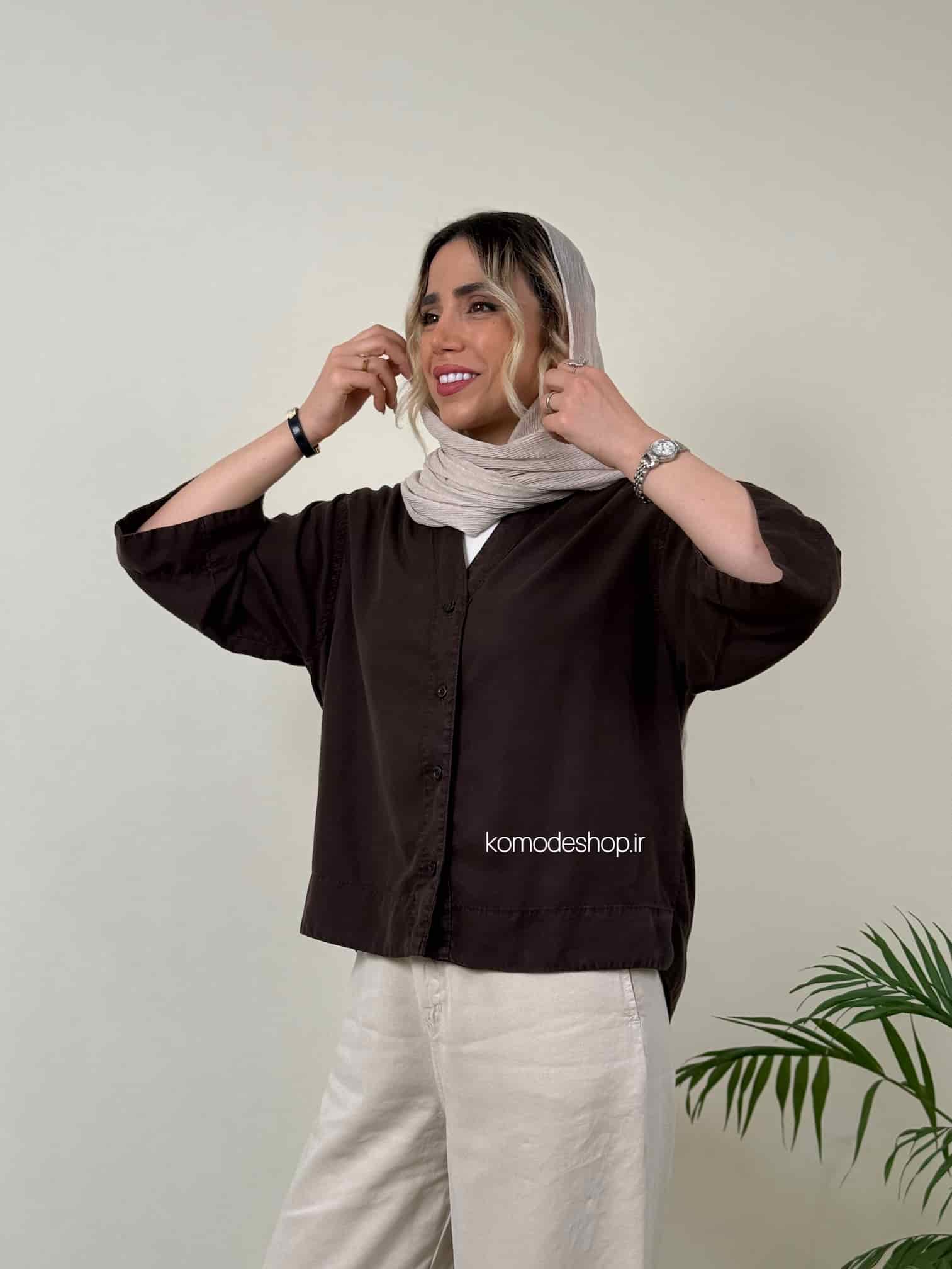 شومیز سیلک باکسی کراپ زنانه - Image 10