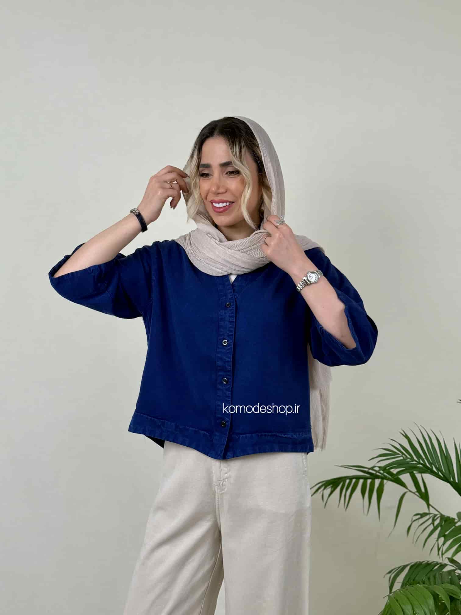 شومیز سیلک باکسی کراپ زنانه - Image 12