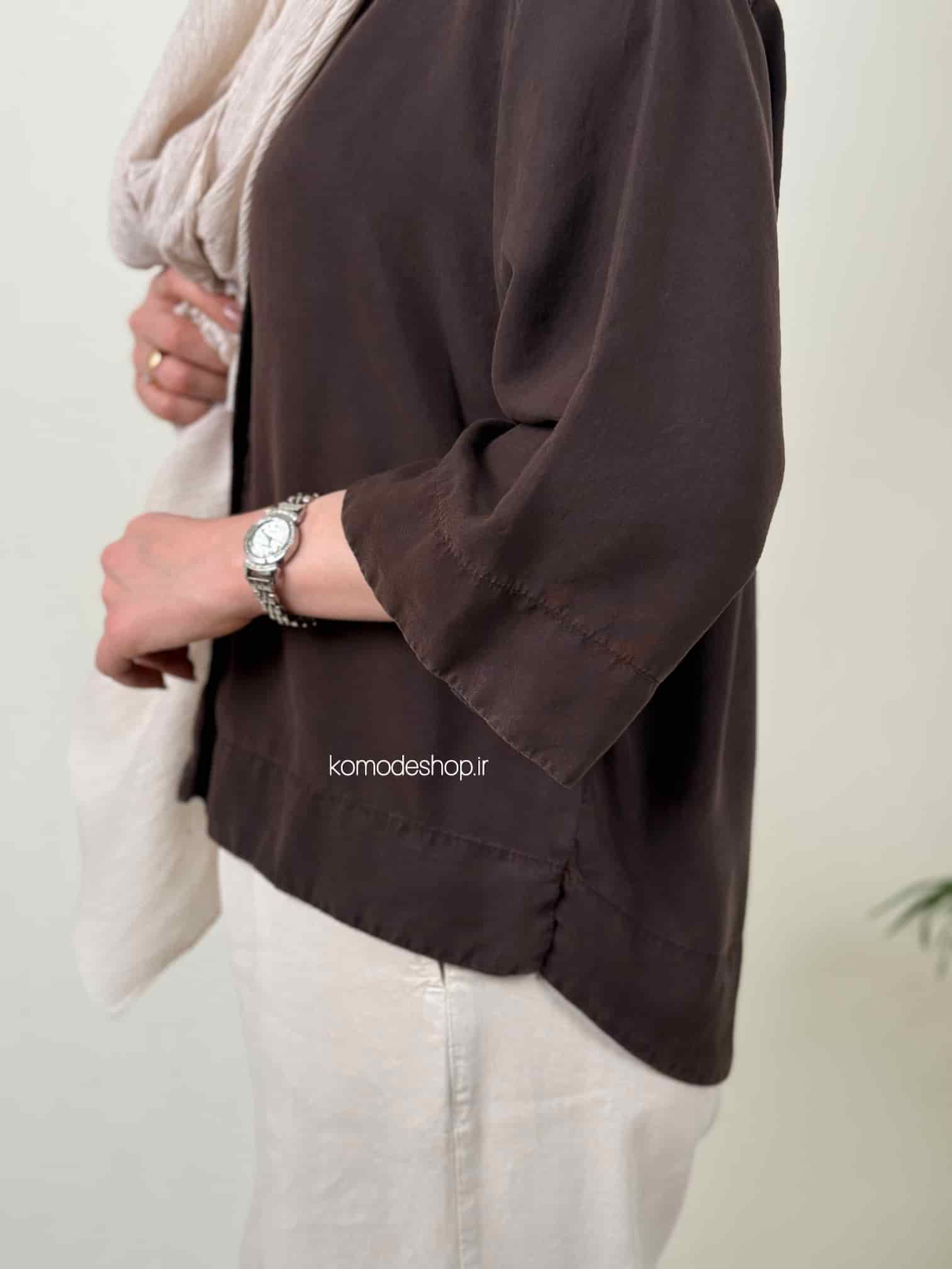 شومیز سیلک باکسی کراپ زنانه - Image 18