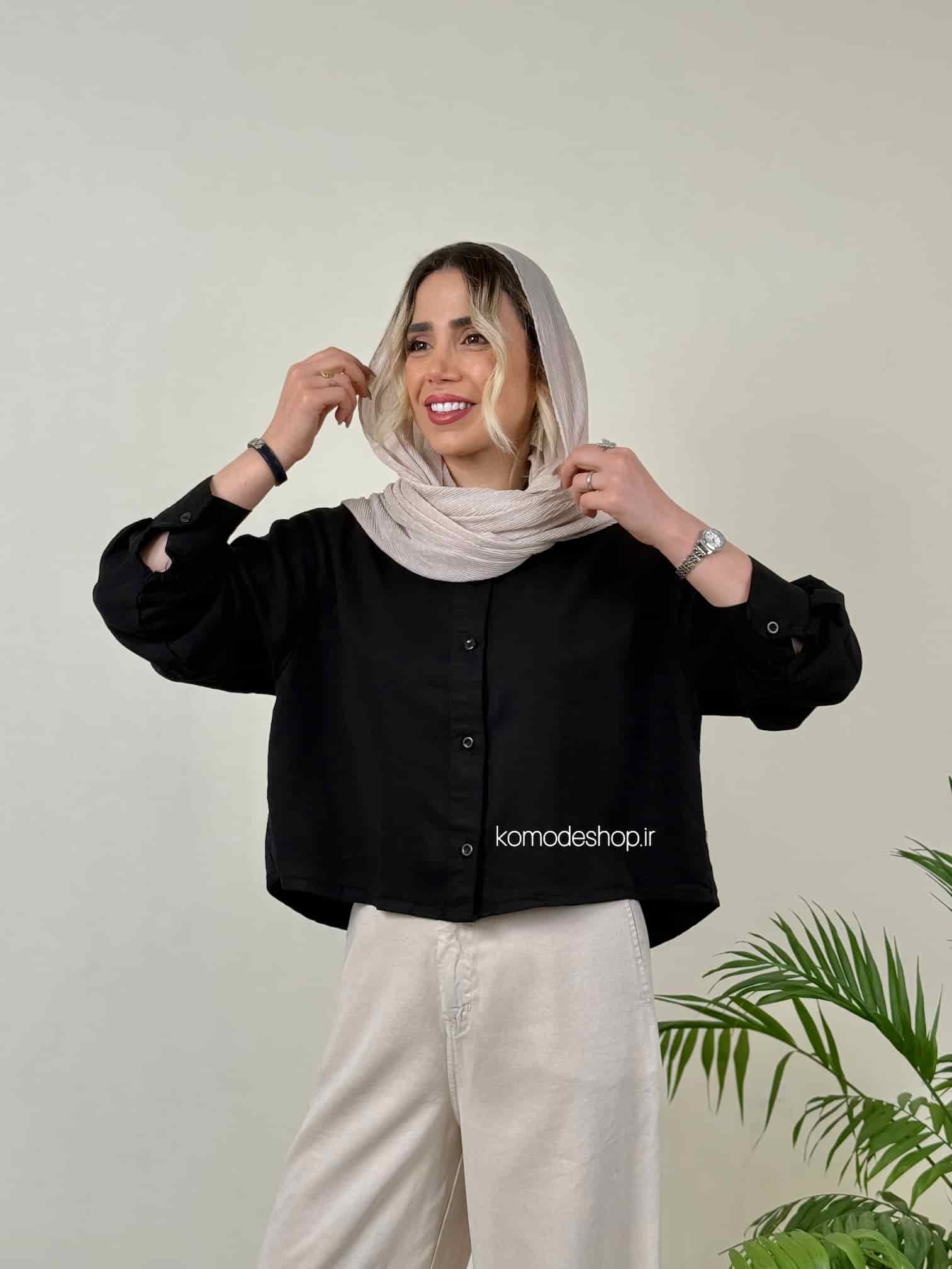 شومیز سیلک باکسی کراپ زنانه - Image 7