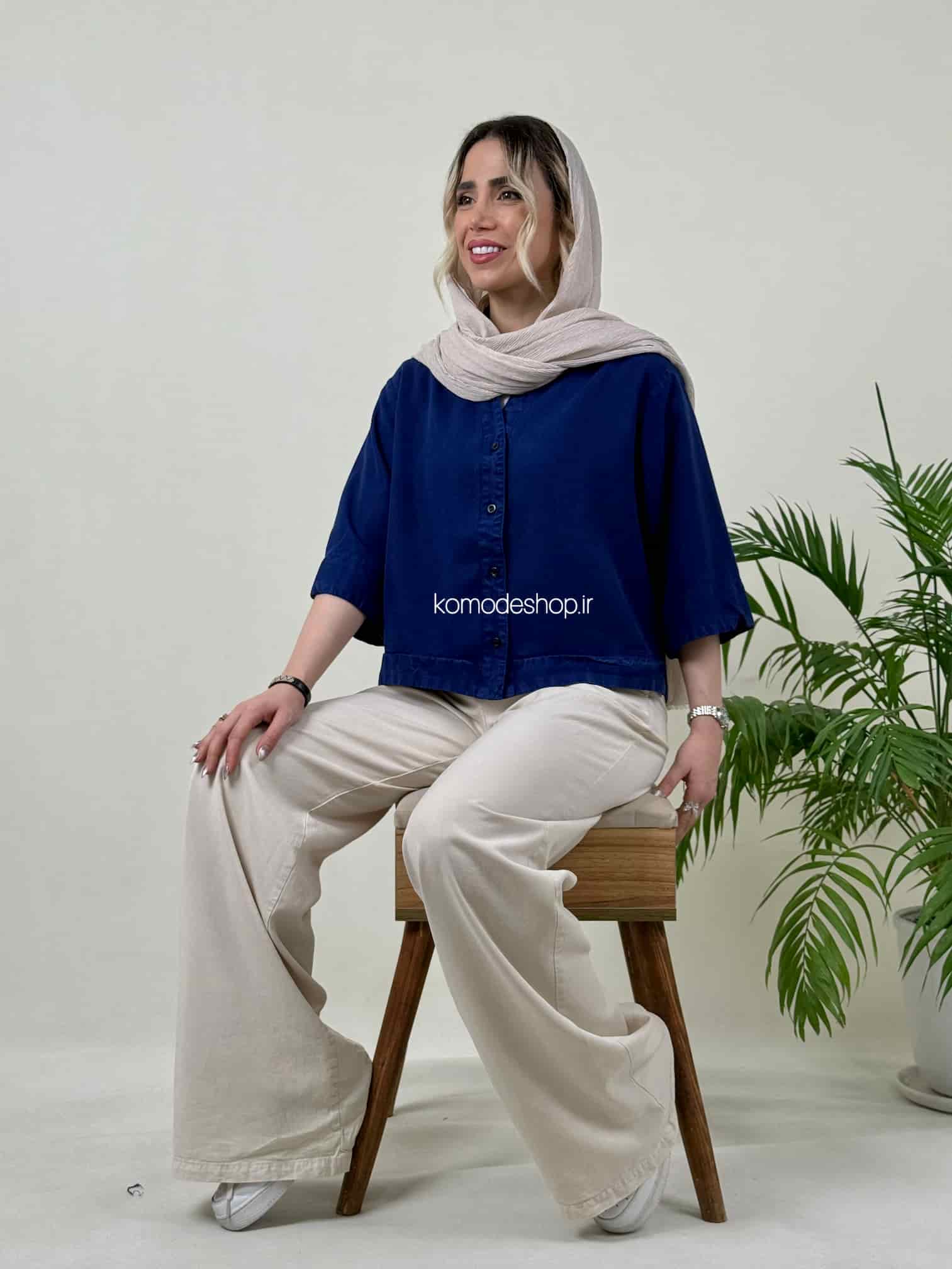 شومیز سیلک باکسی کراپ زنانه - Image 9