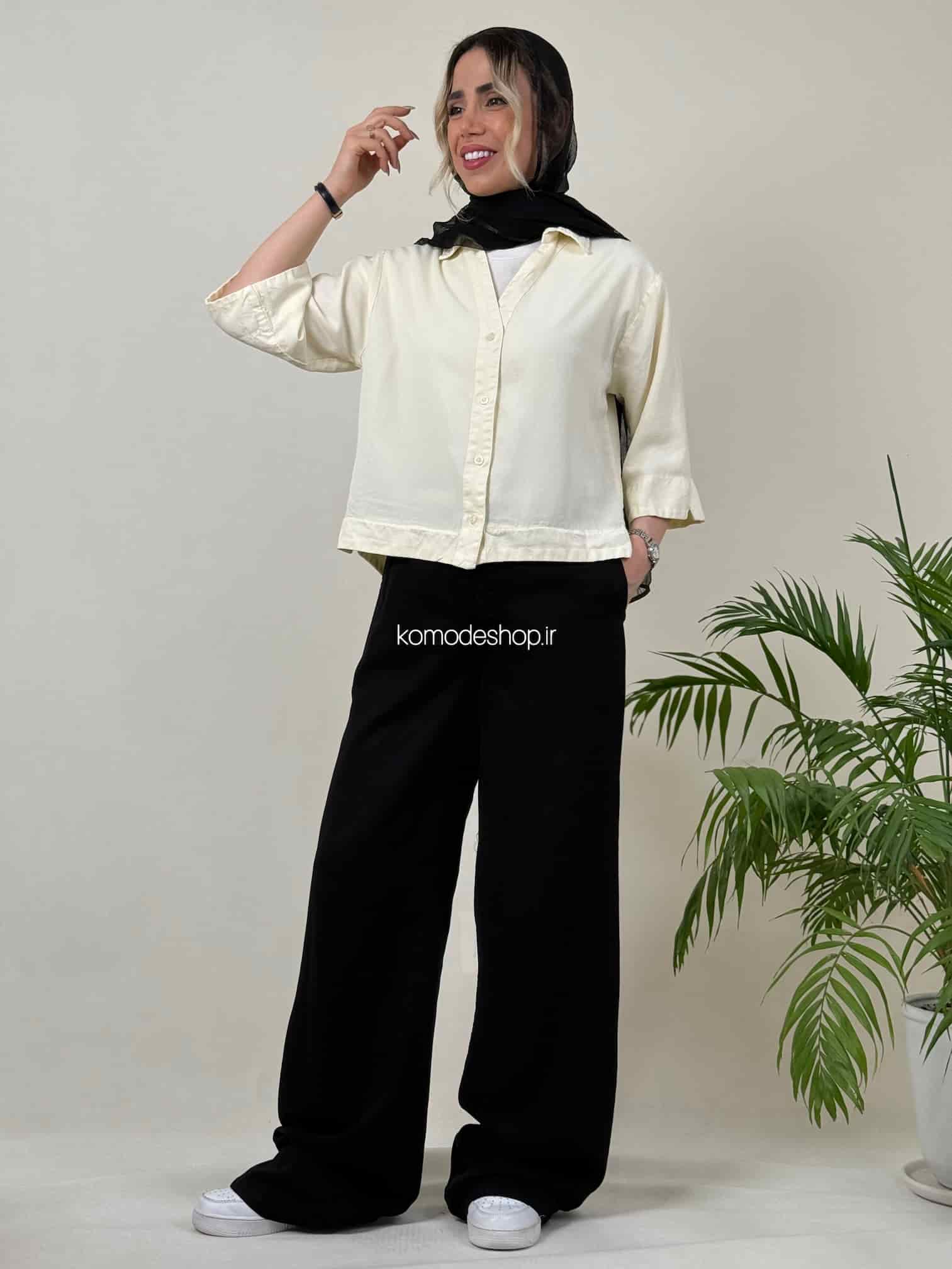 شومیز سیلک باکسی کراپ زنانه - Image 16