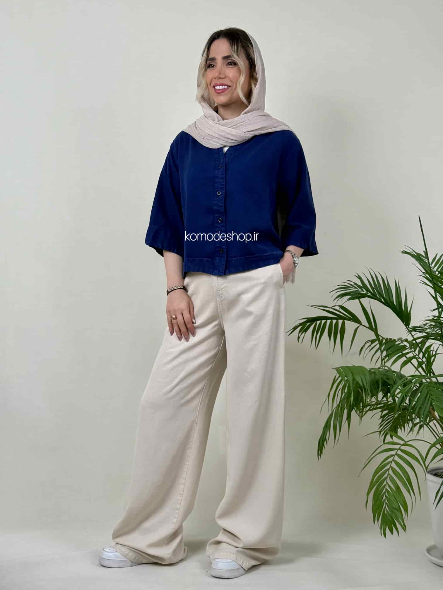 شومیز سیلک باکسی کراپ زنانه - Image 15