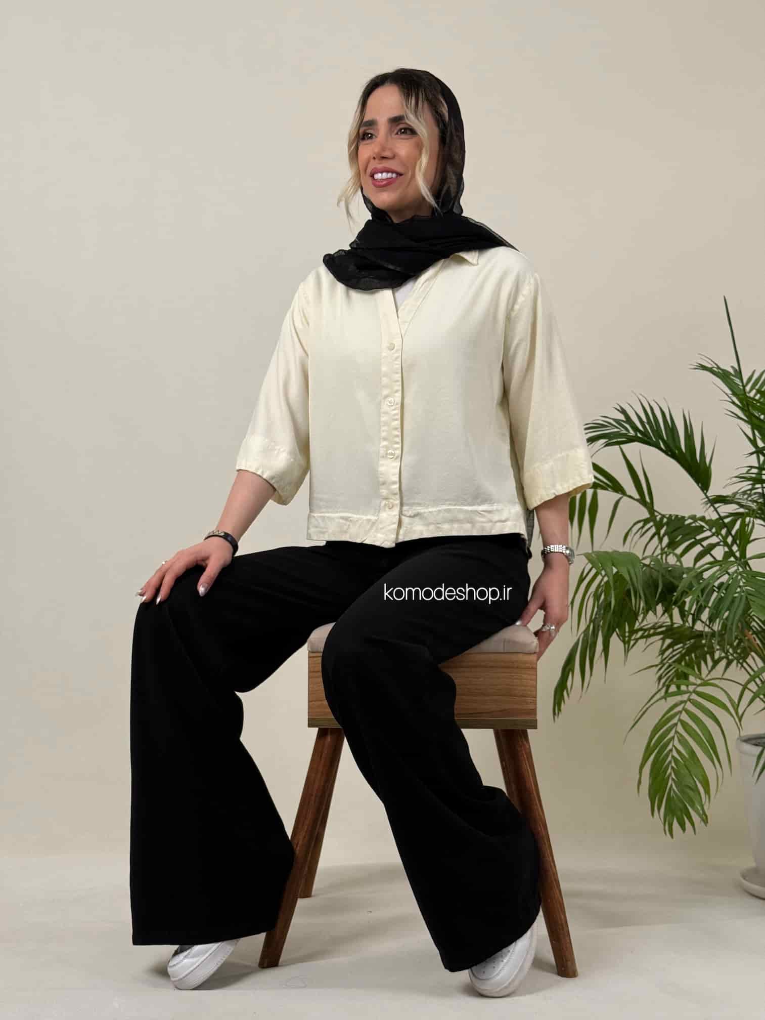 شومیز سیلک باکسی کراپ زنانه - Image 14