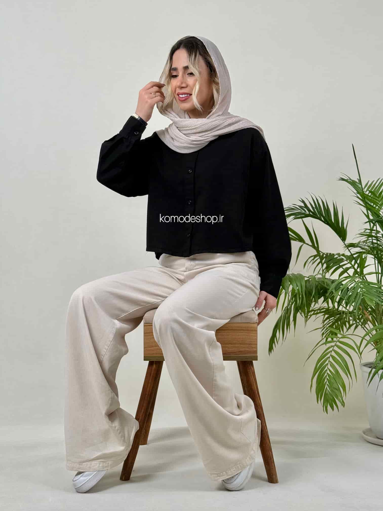 شومیز کراپ سیلک زنانه ریرا - Image 5